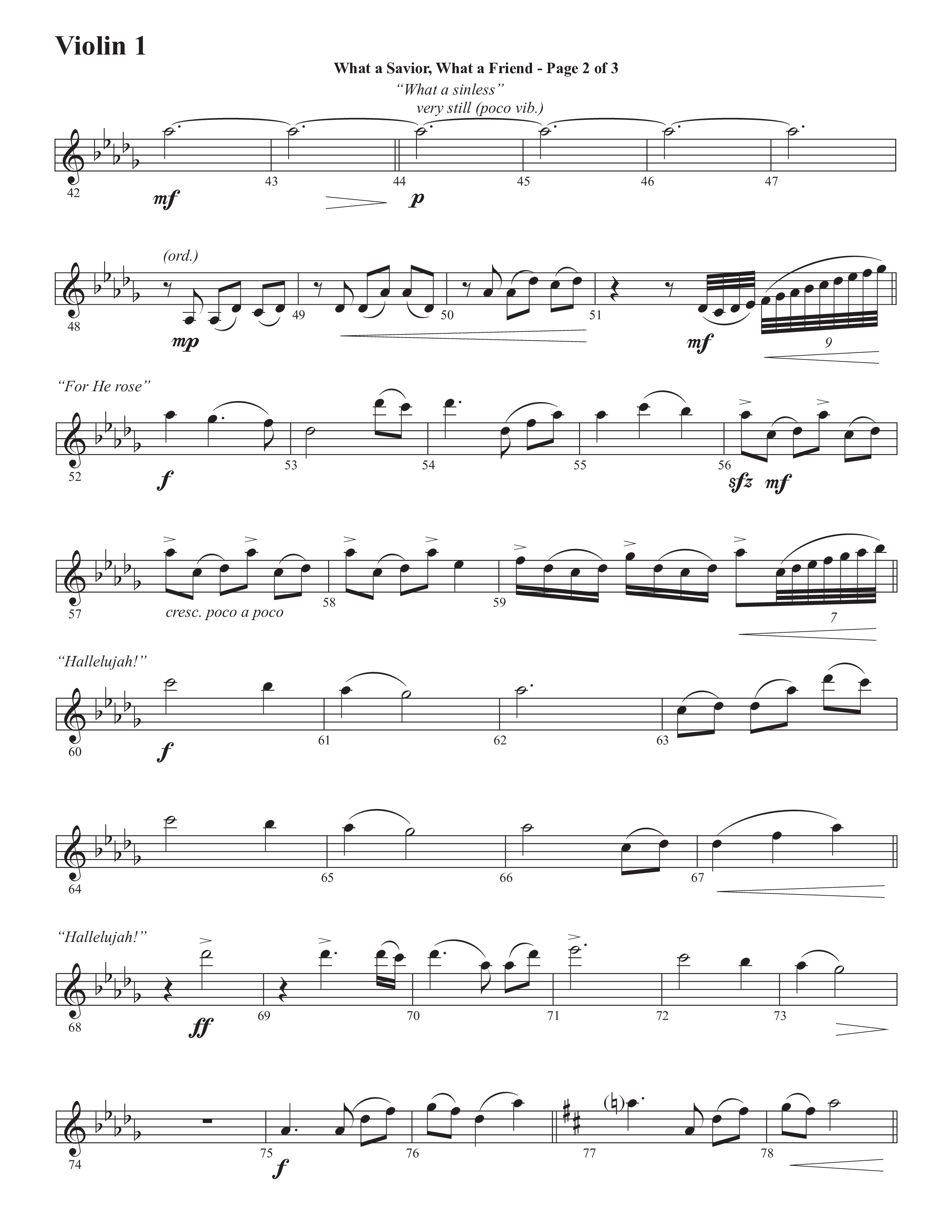 What A Savior What A Friend (Choral Anthem SATB) Violin 1 (Semsen Music / Arr. John Bolin / Orch. David Shipps)