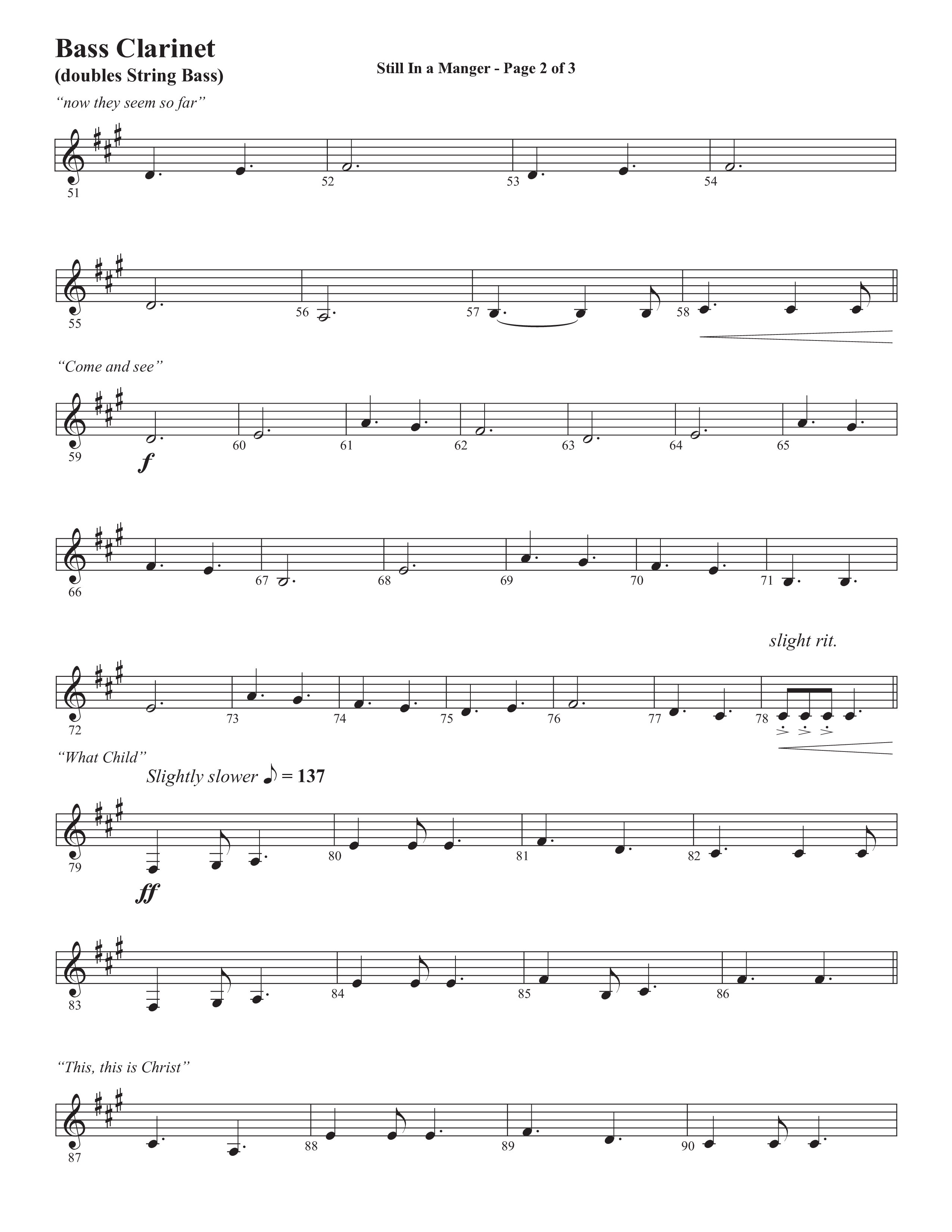 Still In A Manger with What Child Is This (Choral Anthem SATB) Bass Clarinet (Semsen Music / Arr. Daniel Semsen)