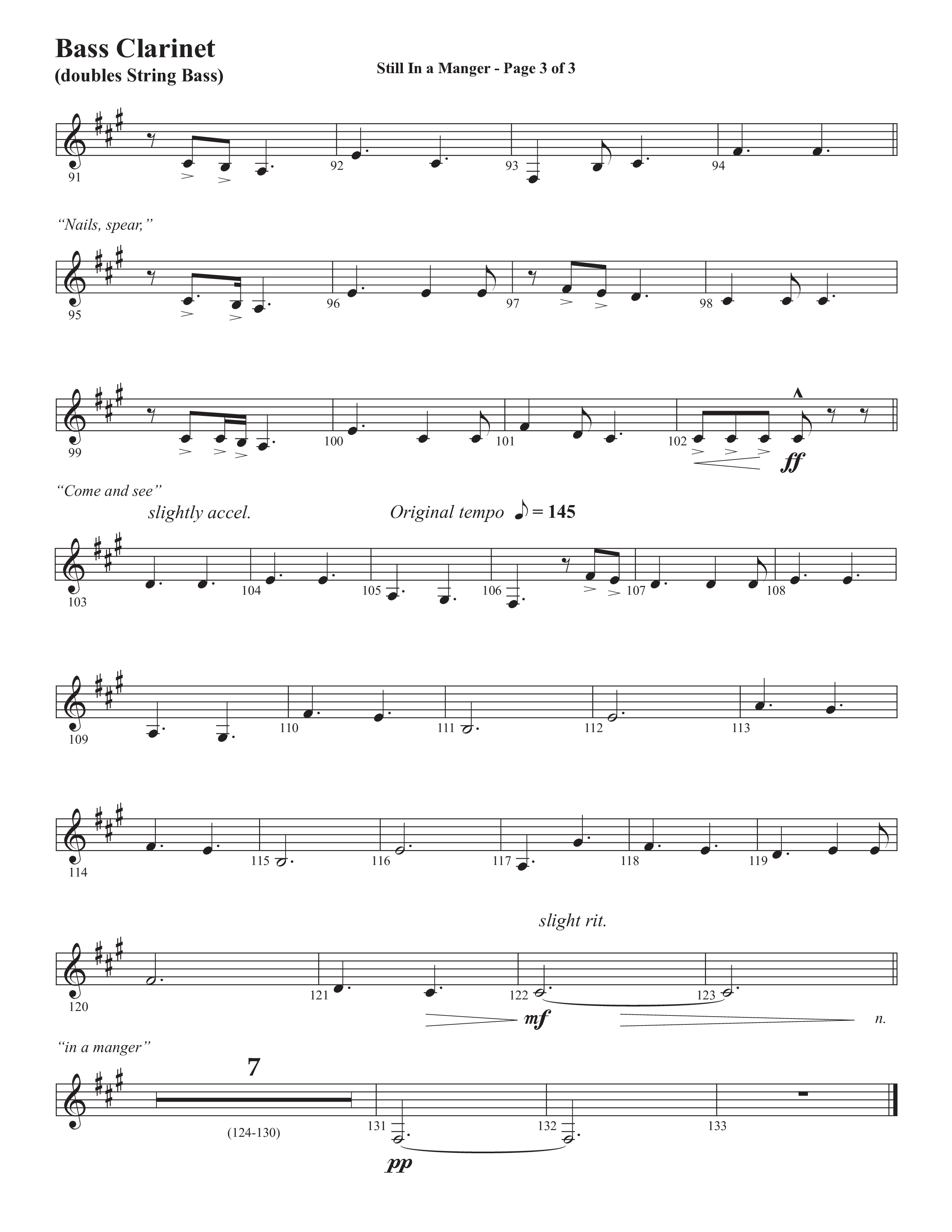 Still In A Manger with What Child Is This (Choral Anthem SATB) Bass Clarinet (Semsen Music / Arr. Daniel Semsen)