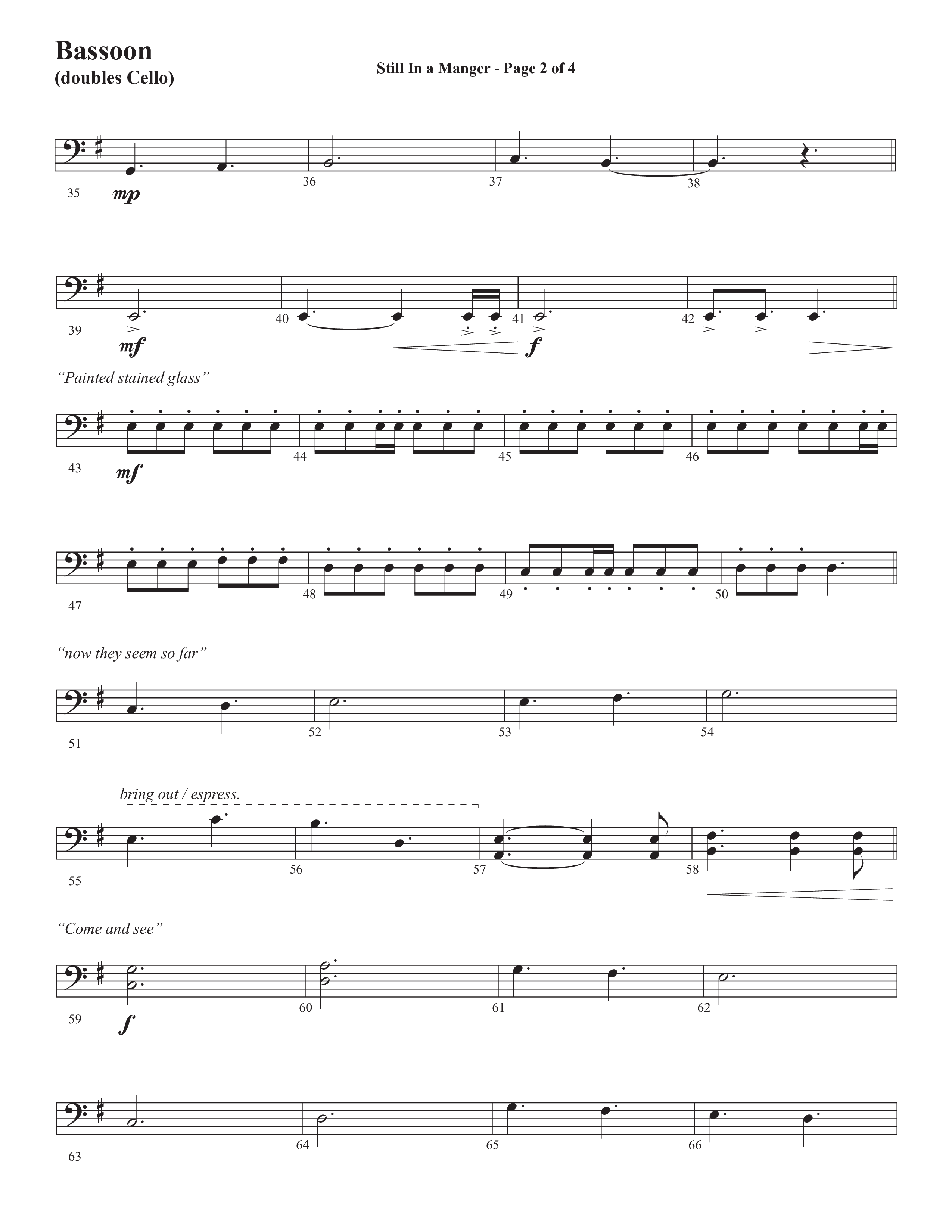 Still In A Manger with What Child Is This (Choral Anthem SATB) Bassoon (Semsen Music / Arr. Daniel Semsen)