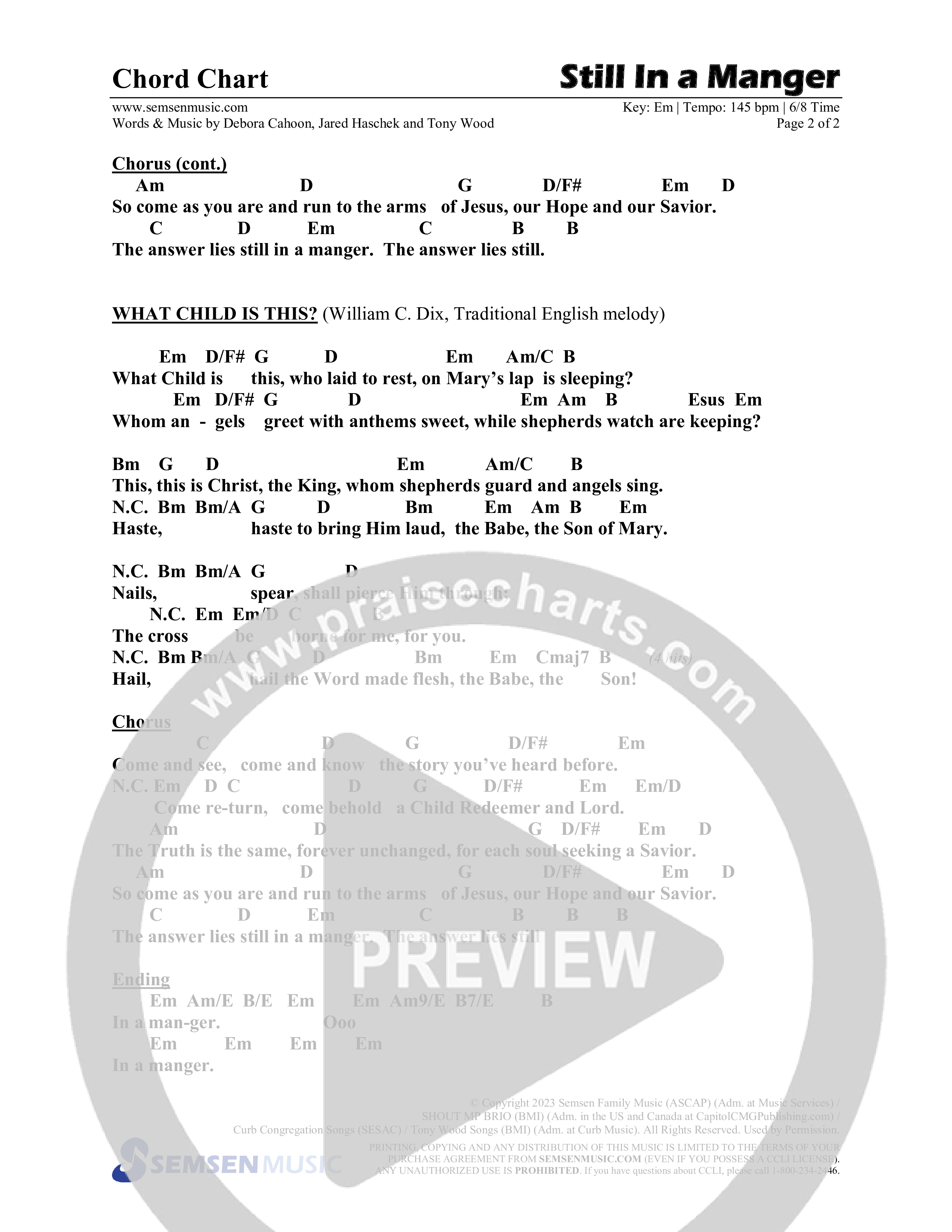 Still In A Manger with What Child Is This (Choral Anthem SATB) Chords & Lead Sheet (Semsen Music / Arr. Daniel Semsen)