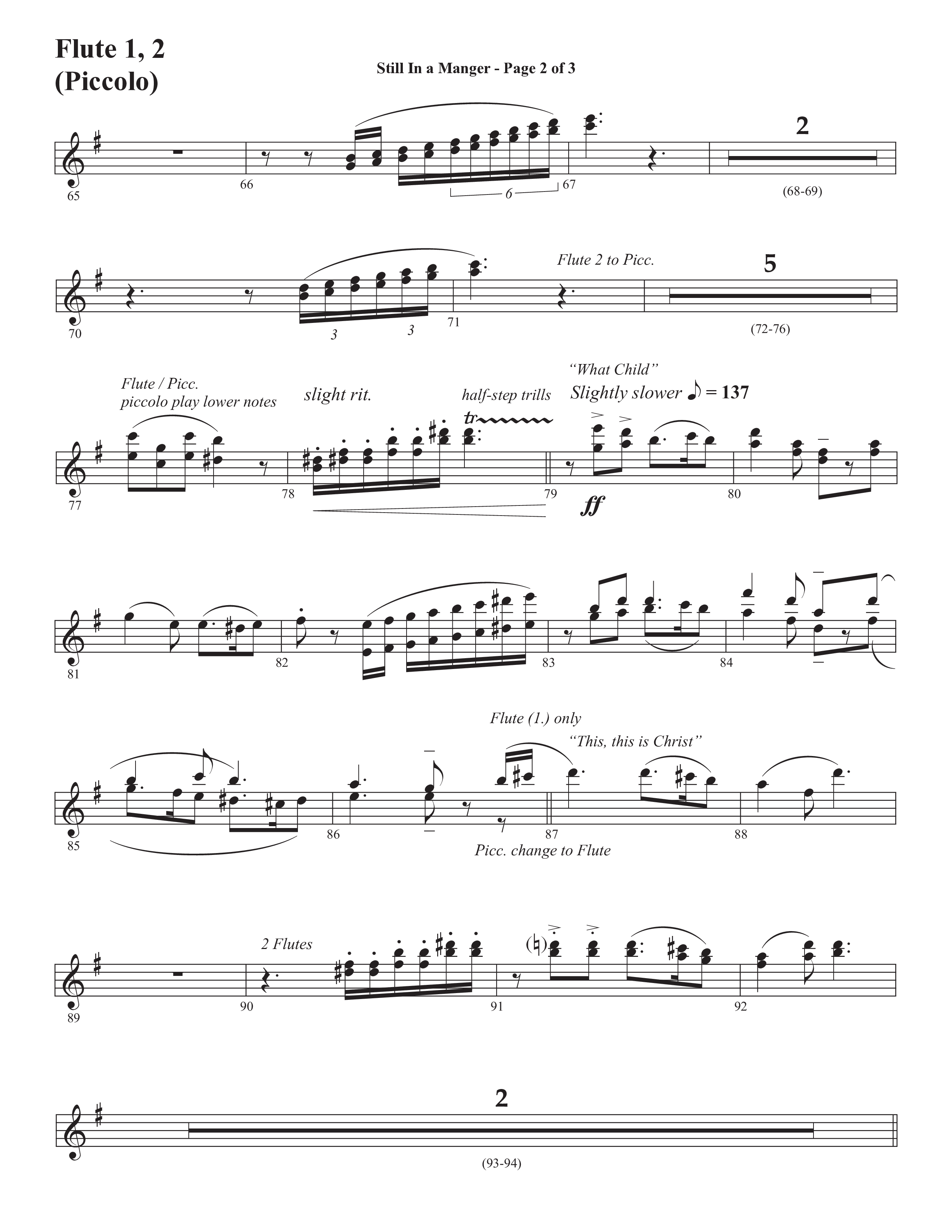 Still In A Manger with What Child Is This (Choral Anthem SATB) Flute 1/2 (Semsen Music / Arr. Daniel Semsen)