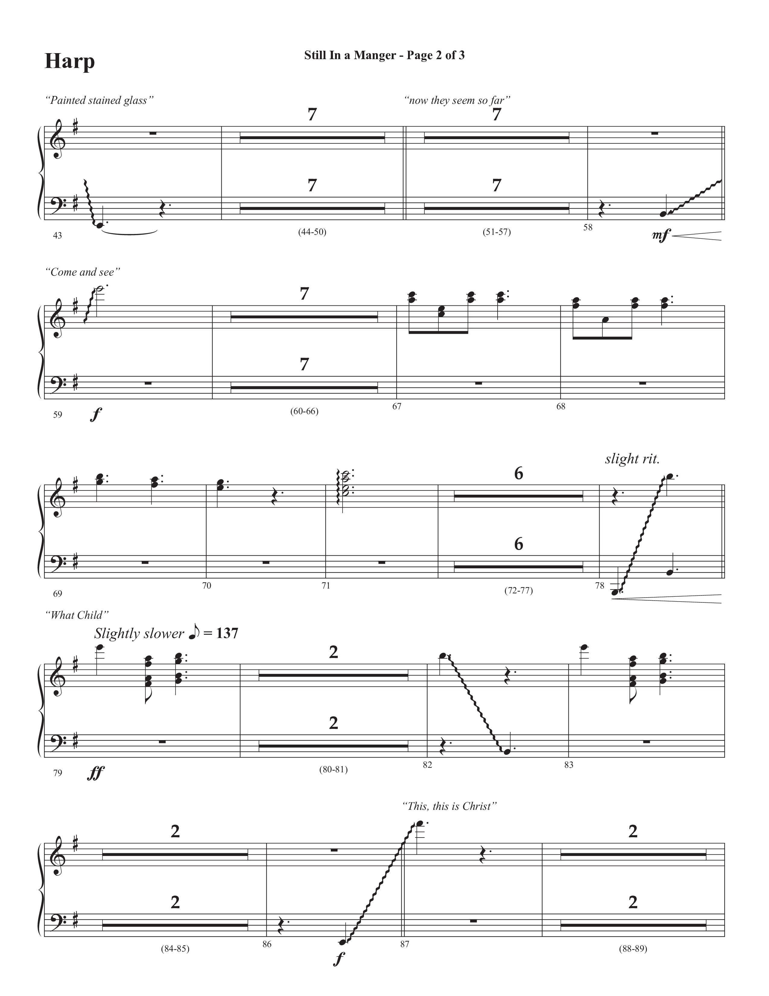 Still In A Manger with What Child Is This (Choral Anthem SATB) Harp (Semsen Music / Arr. Daniel Semsen)