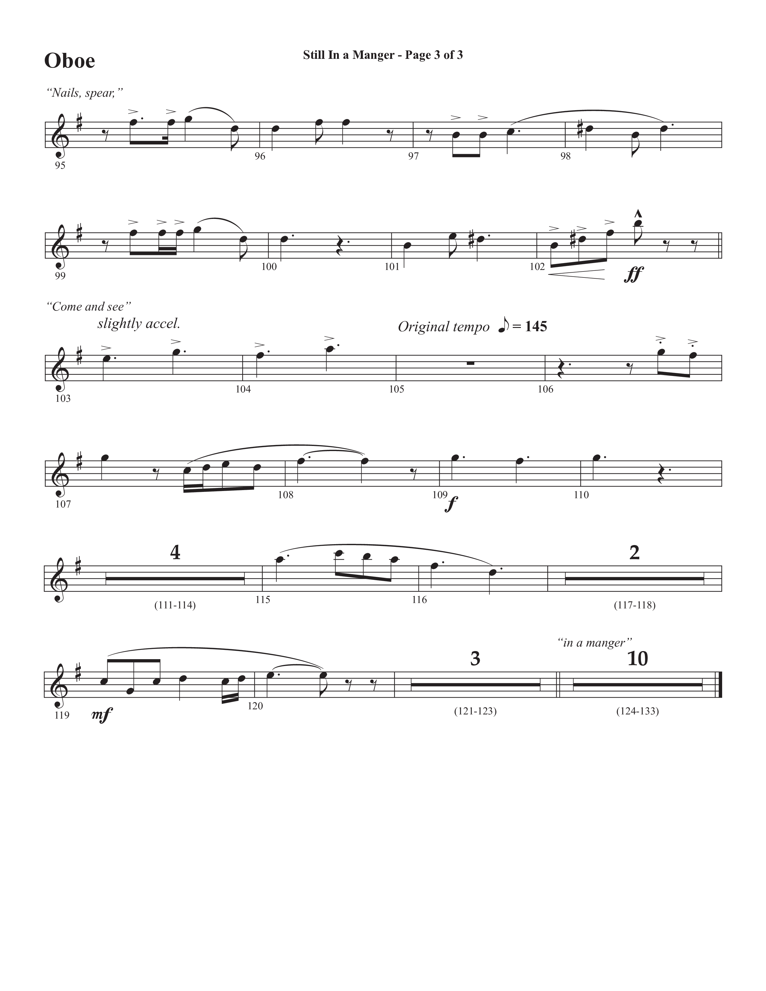 Still In A Manger with What Child Is This (Choral Anthem SATB) Oboe (Semsen Music / Arr. Daniel Semsen)
