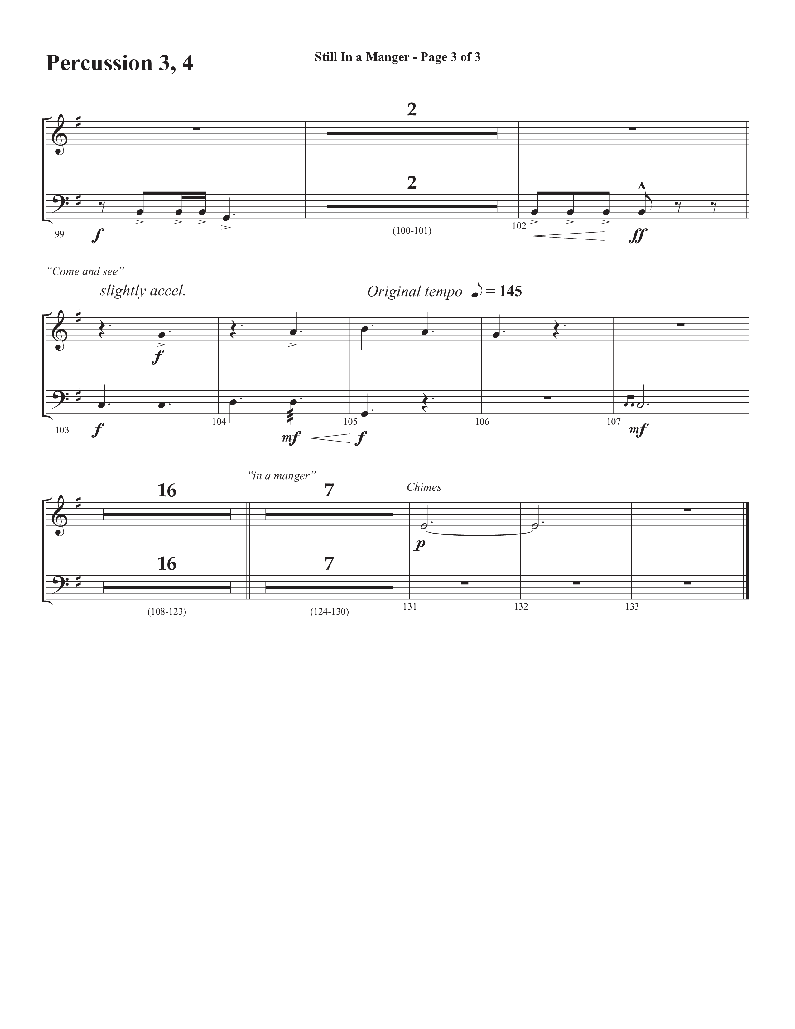 Still In A Manger with What Child Is This (Choral Anthem SATB) Percussion (Semsen Music / Arr. Daniel Semsen)