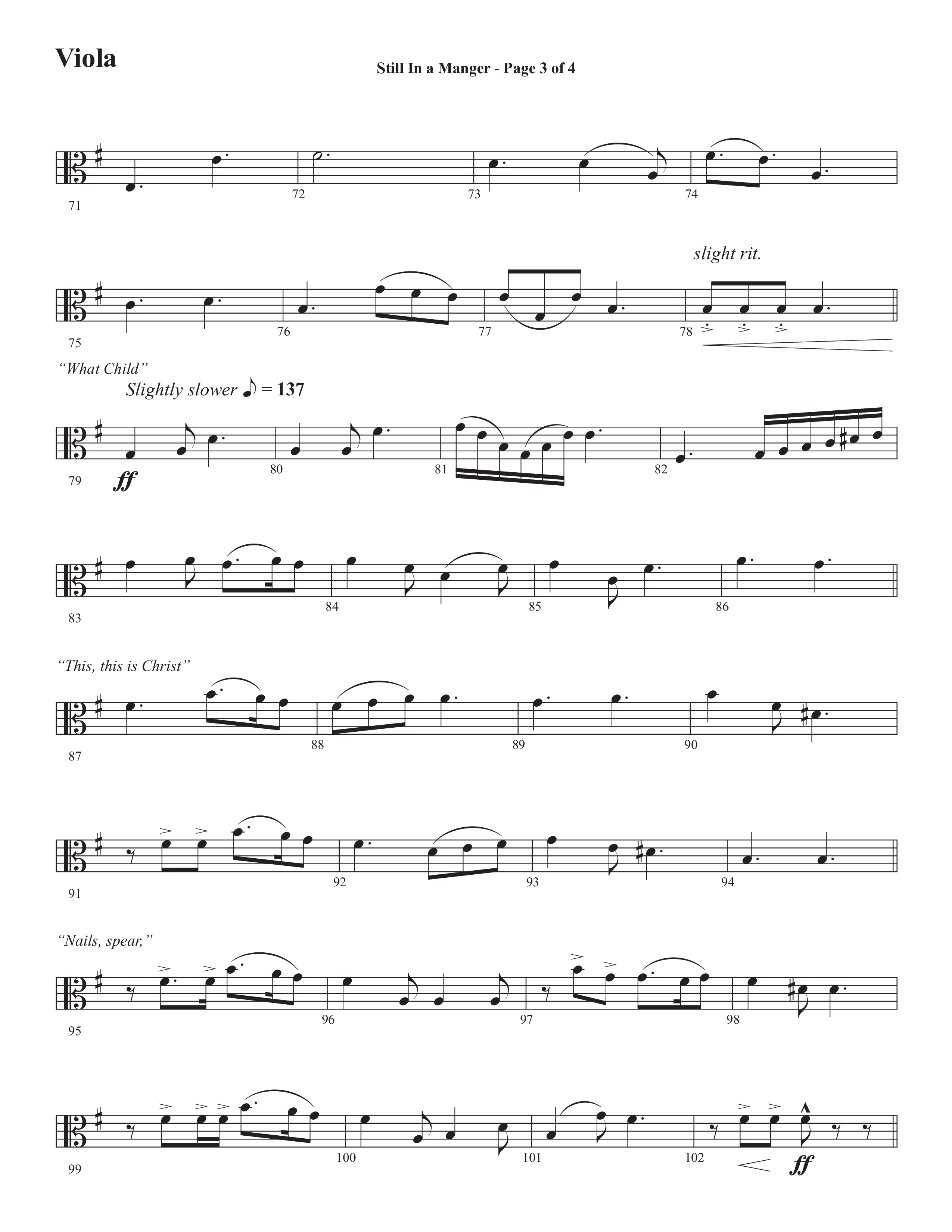 Still In A Manger with What Child Is This (Choral Anthem SATB) Viola (Semsen Music / Arr. Daniel Semsen)