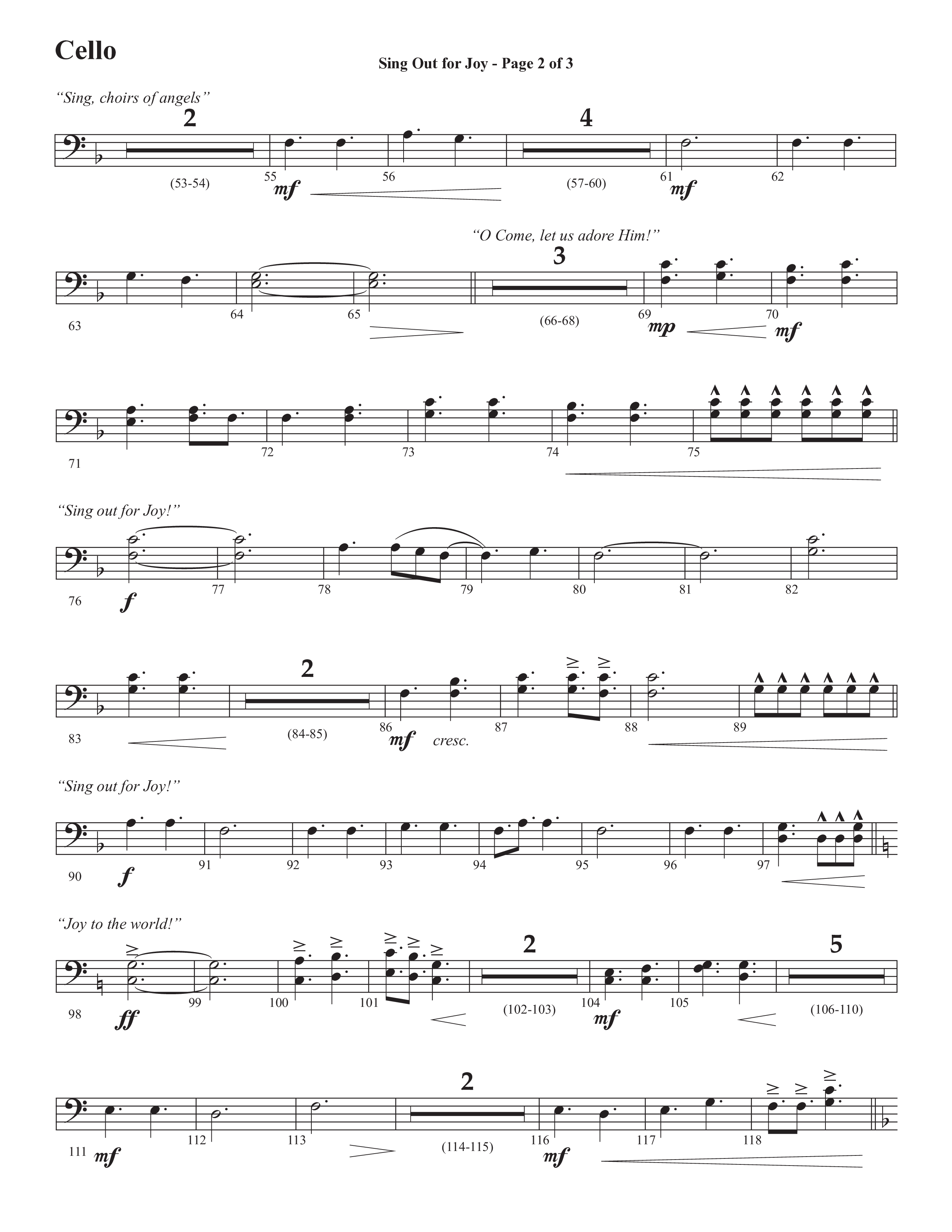 Sing Out For Joy (Choral Anthem SATB) Cello (Semsen Music / Arr. John Bolin / Orch. Cliff Duren)