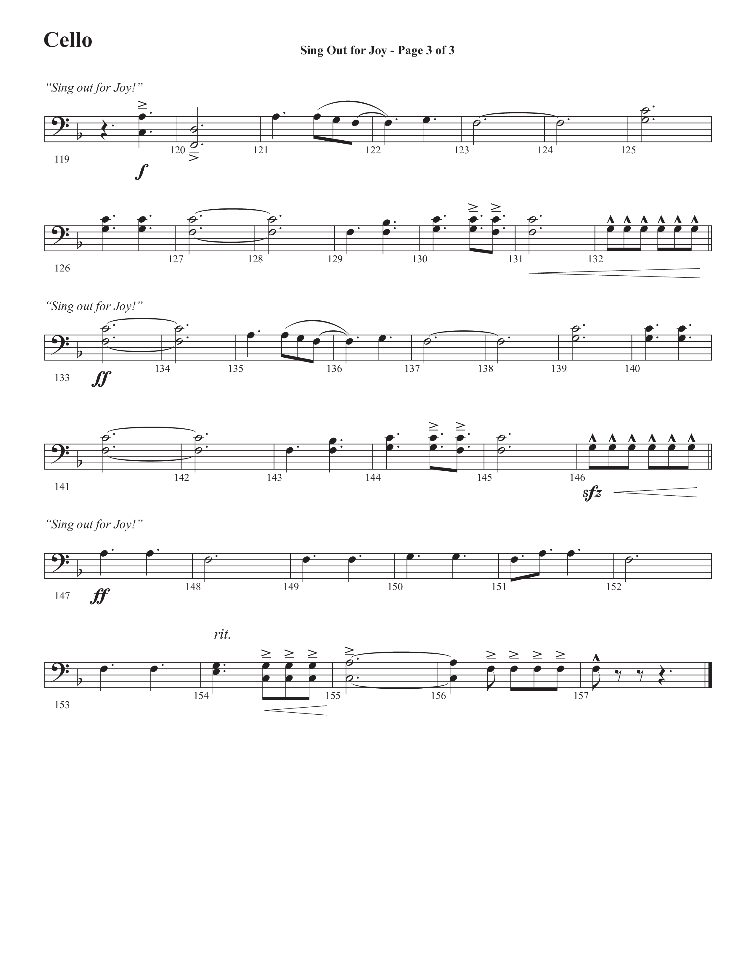 Sing Out For Joy Choral Anthem Satb Cello Sheet Music Pdf Semsen