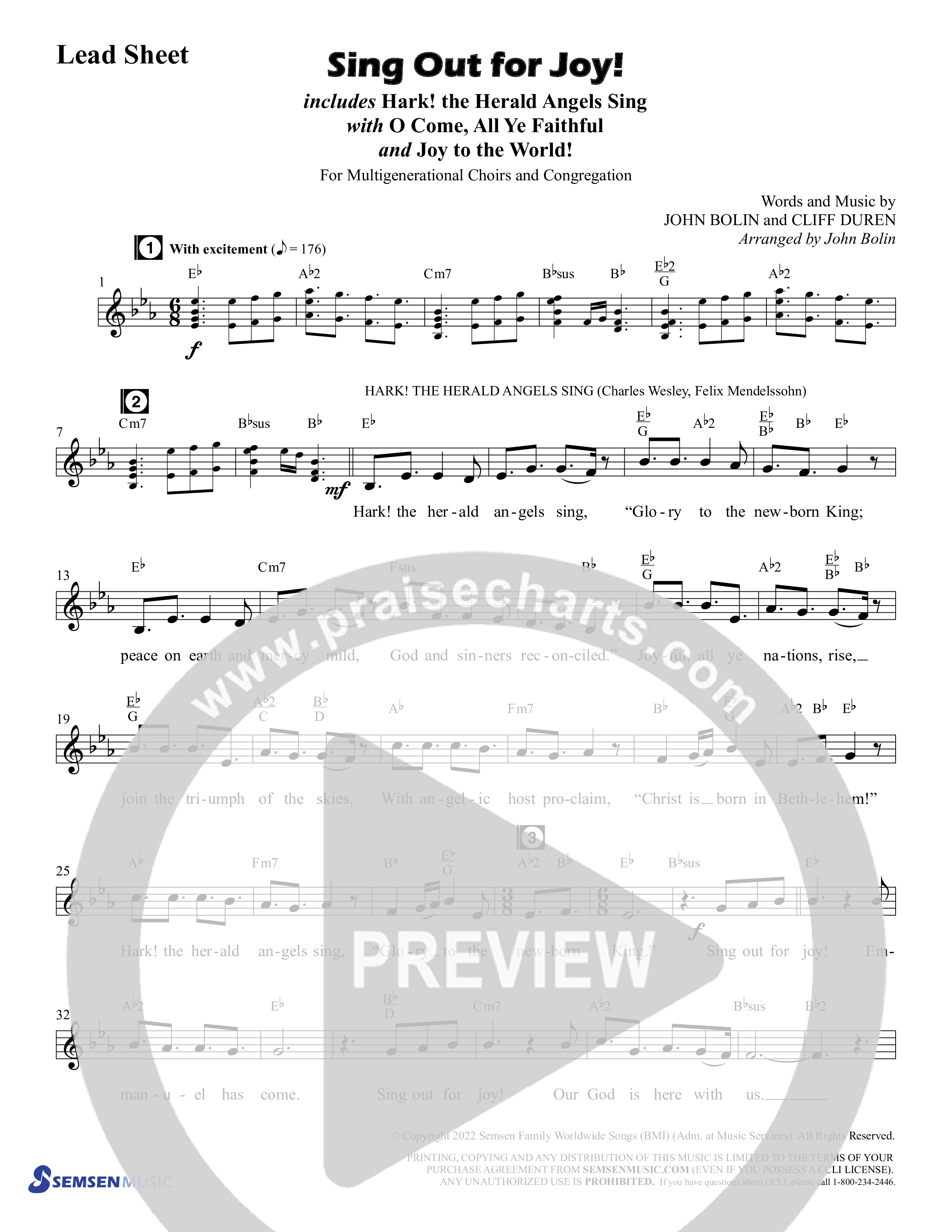 Sing Out For Joy (Choral Anthem SATB) Chords & Lead Sheet (Semsen Music / Arr. John Bolin / Orch. Cliff Duren)