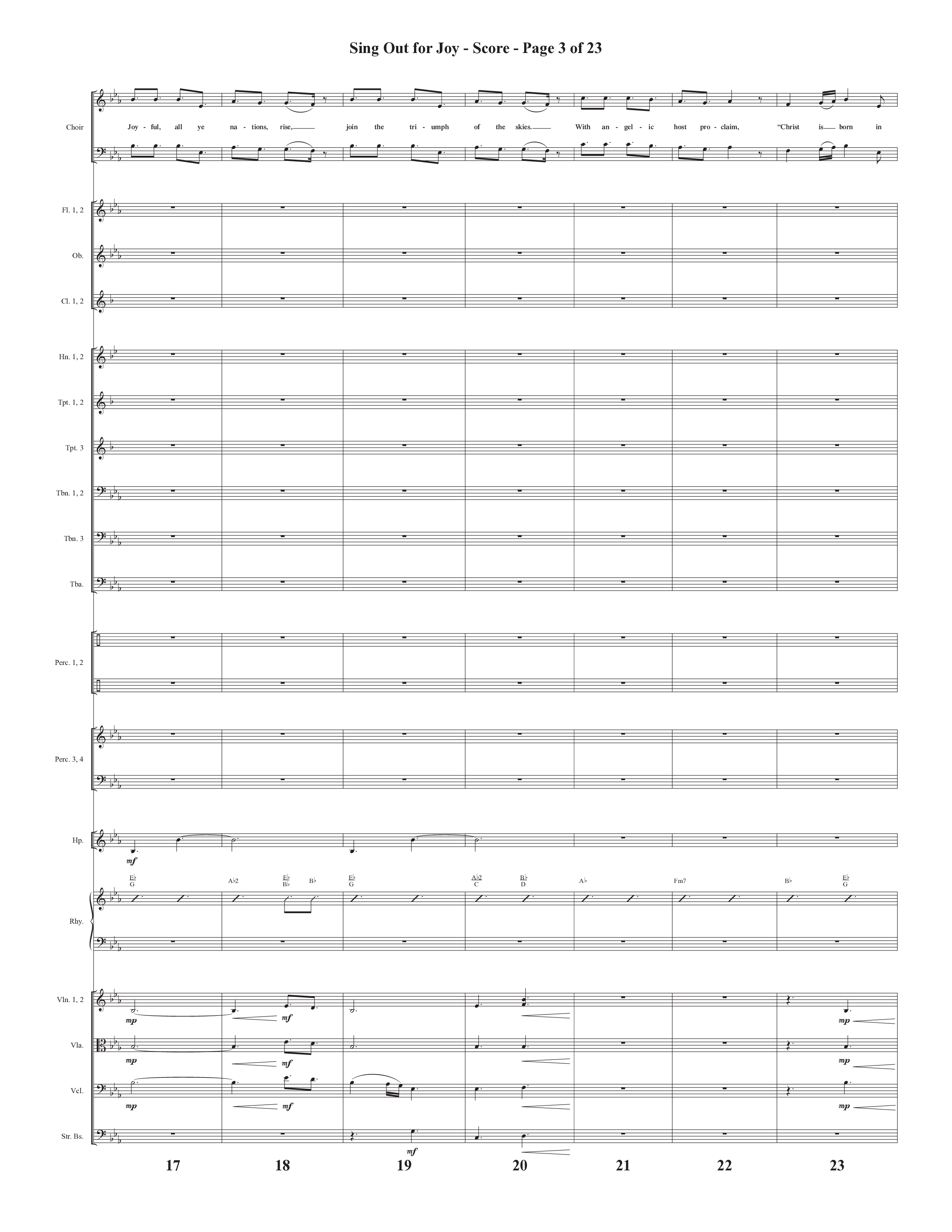 Sing Out For Joy (Choral Anthem SATB) Orchestration (Semsen Music / Arr. John Bolin / Orch. Cliff Duren)