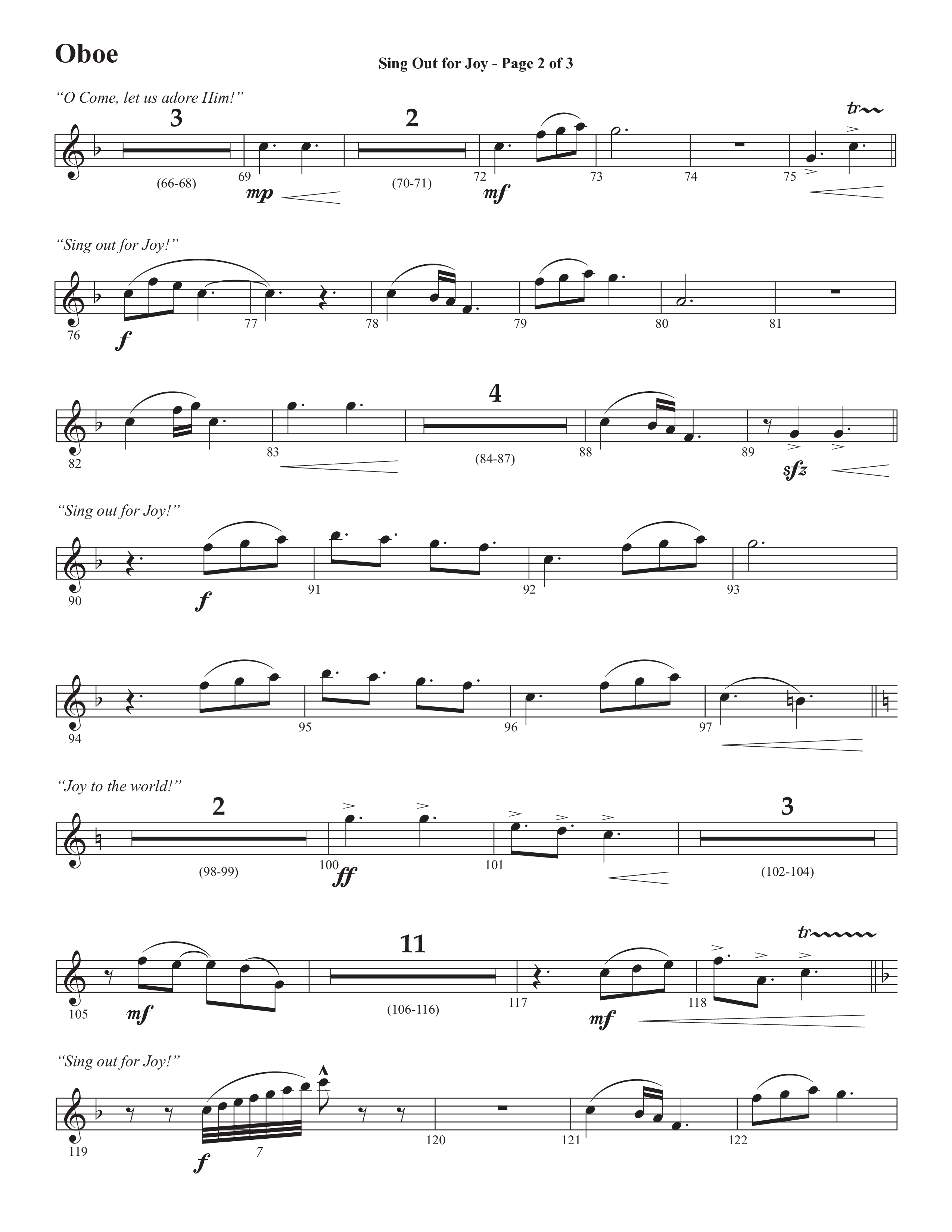 Sing Out For Joy (Choral Anthem SATB) Oboe (Semsen Music / Arr. John Bolin / Orch. Cliff Duren)