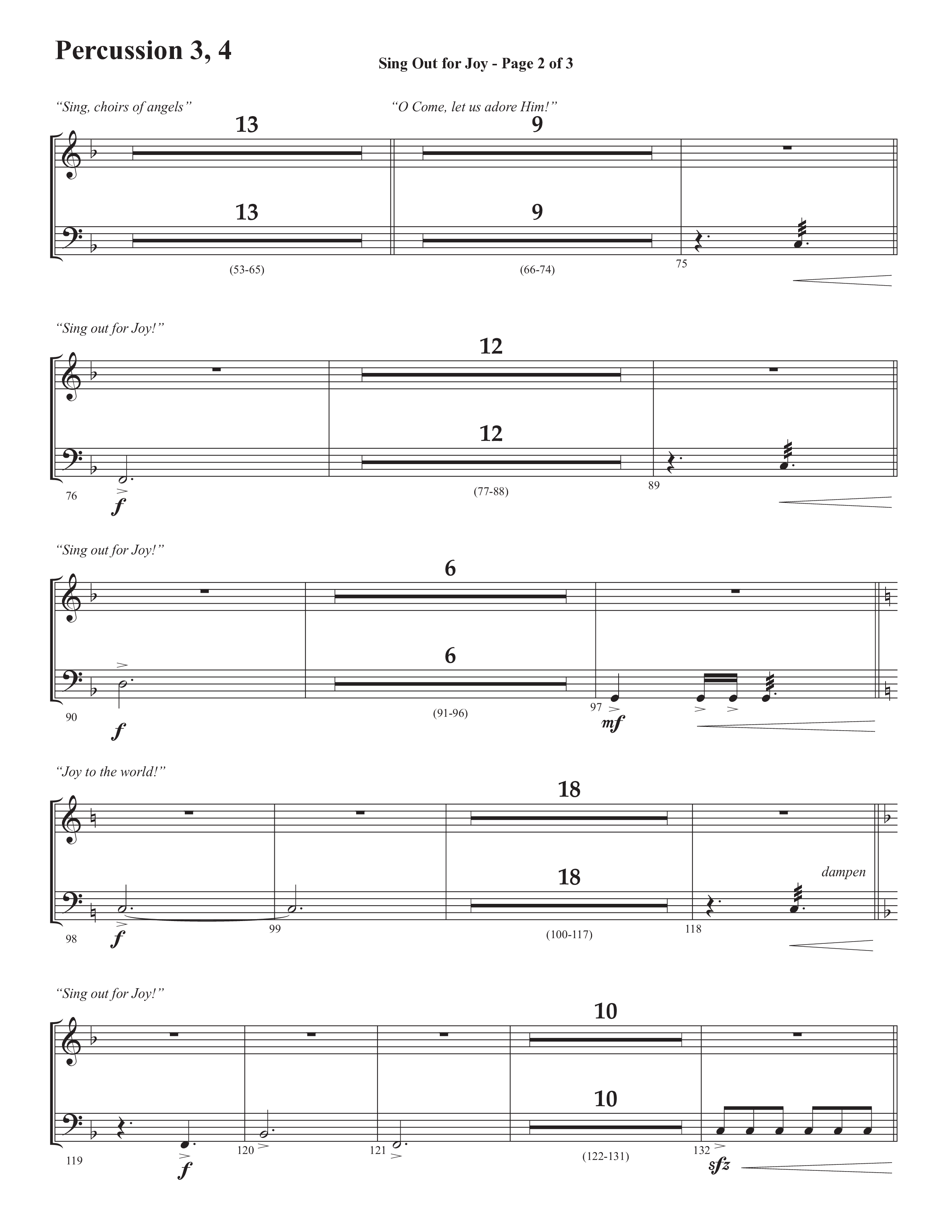 Sing Out For Joy (Choral Anthem SATB) Percussion (Semsen Music / Arr. John Bolin / Orch. Cliff Duren)