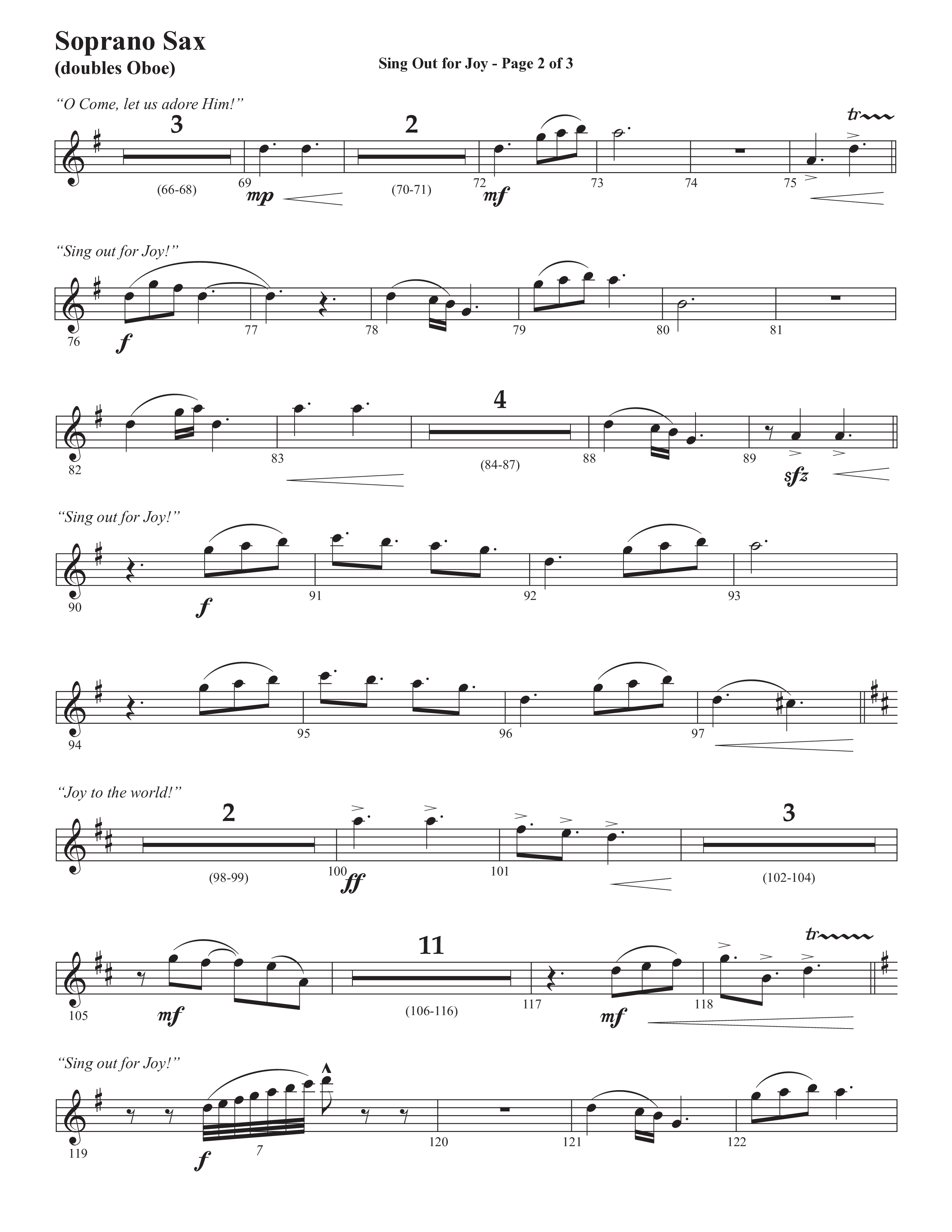 Sing Out For Joy (Choral Anthem SATB) Soprano Sax (Semsen Music / Arr. John Bolin / Orch. Cliff Duren)