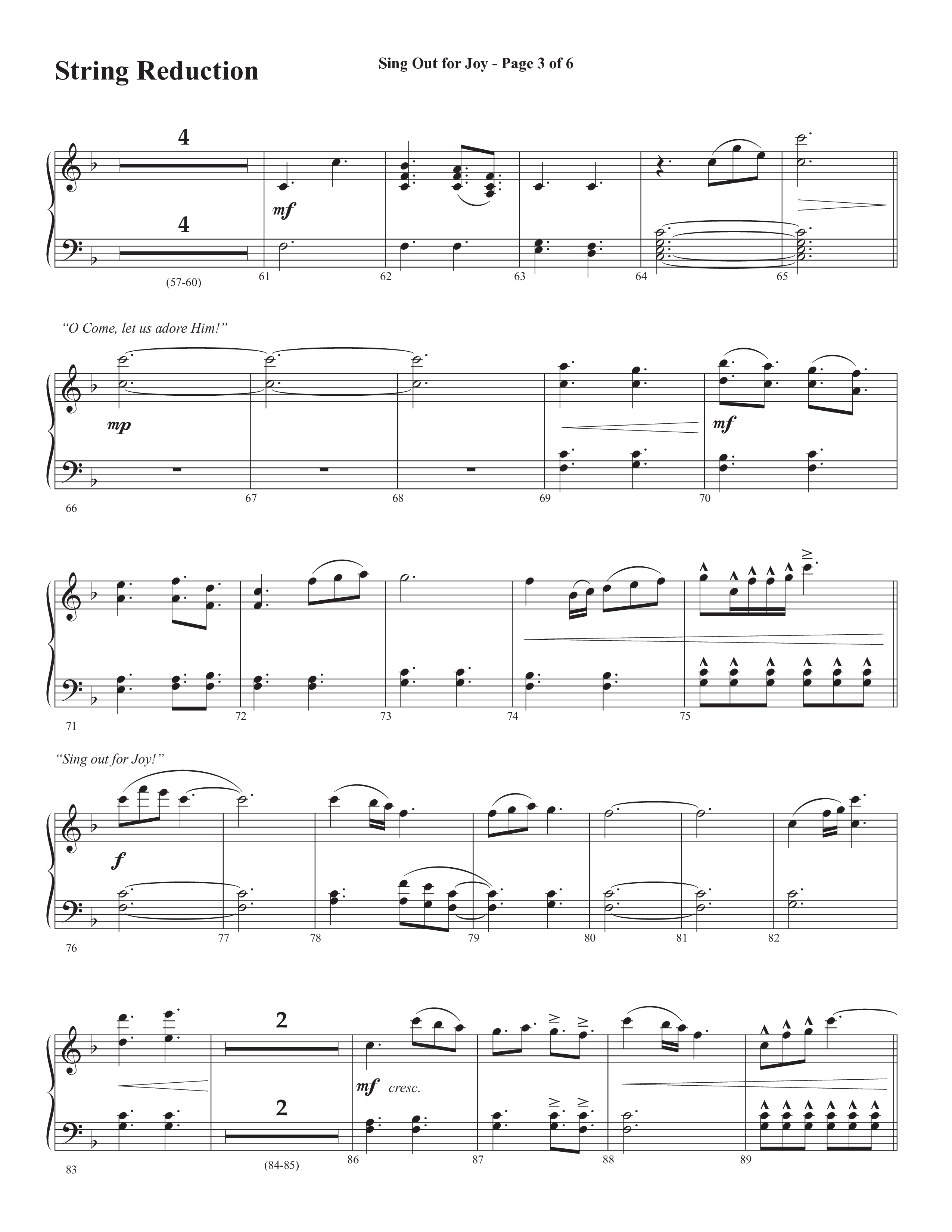 Sing Out For Joy (Choral Anthem SATB) String Reduction (Semsen Music / Arr. John Bolin / Orch. Cliff Duren)