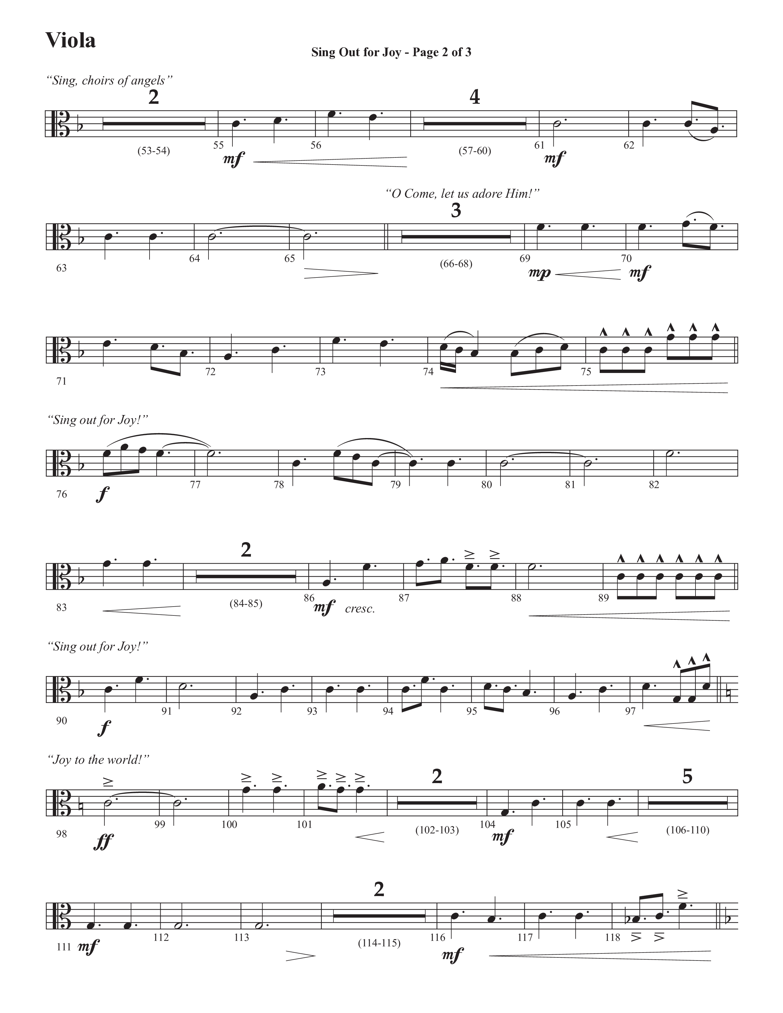Sing Out For Joy (Choral Anthem SATB) Viola (Semsen Music / Arr. John Bolin / Orch. Cliff Duren)