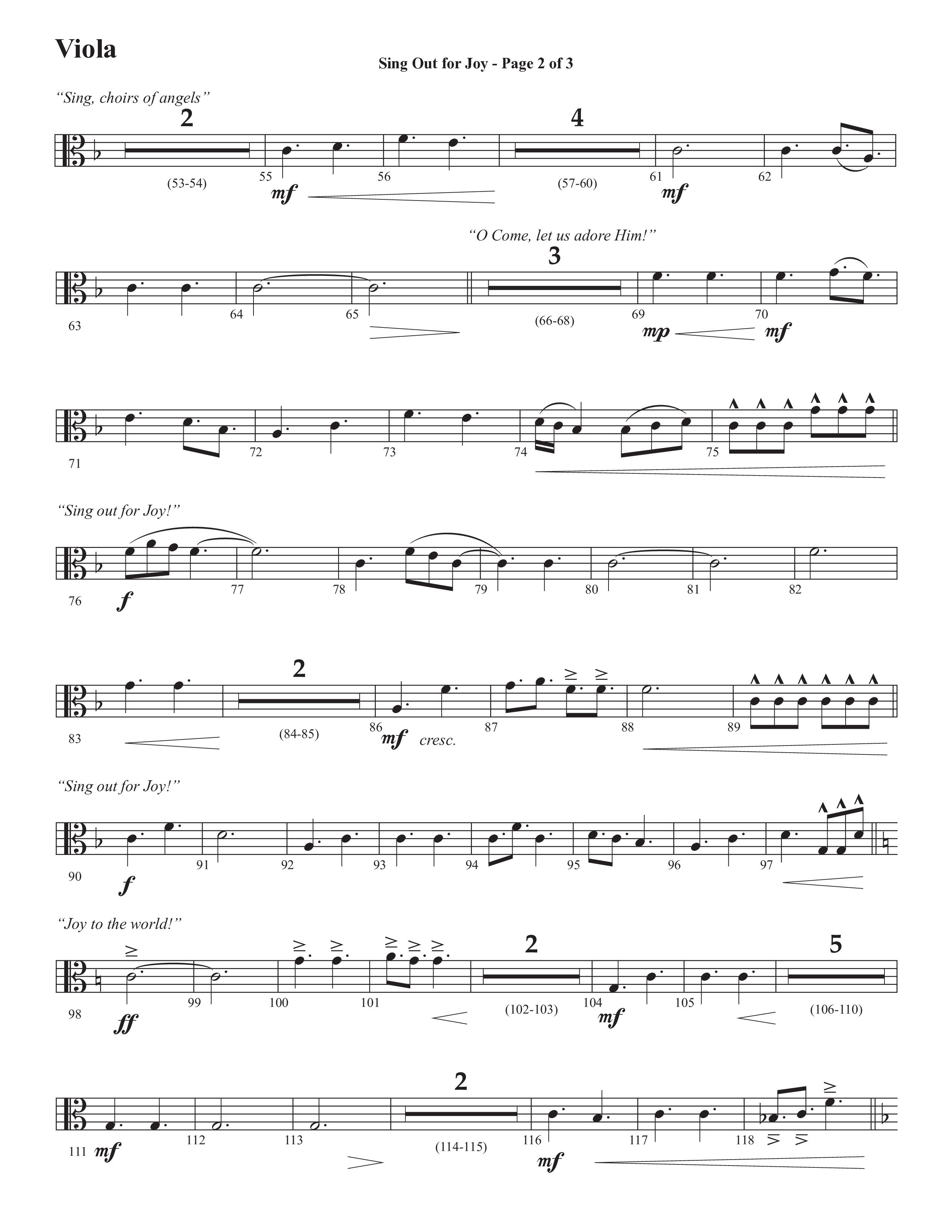 Sing Out For Joy (Choral Anthem SATB) Viola (Semsen Music / Arr. John Bolin / Orch. Cliff Duren)