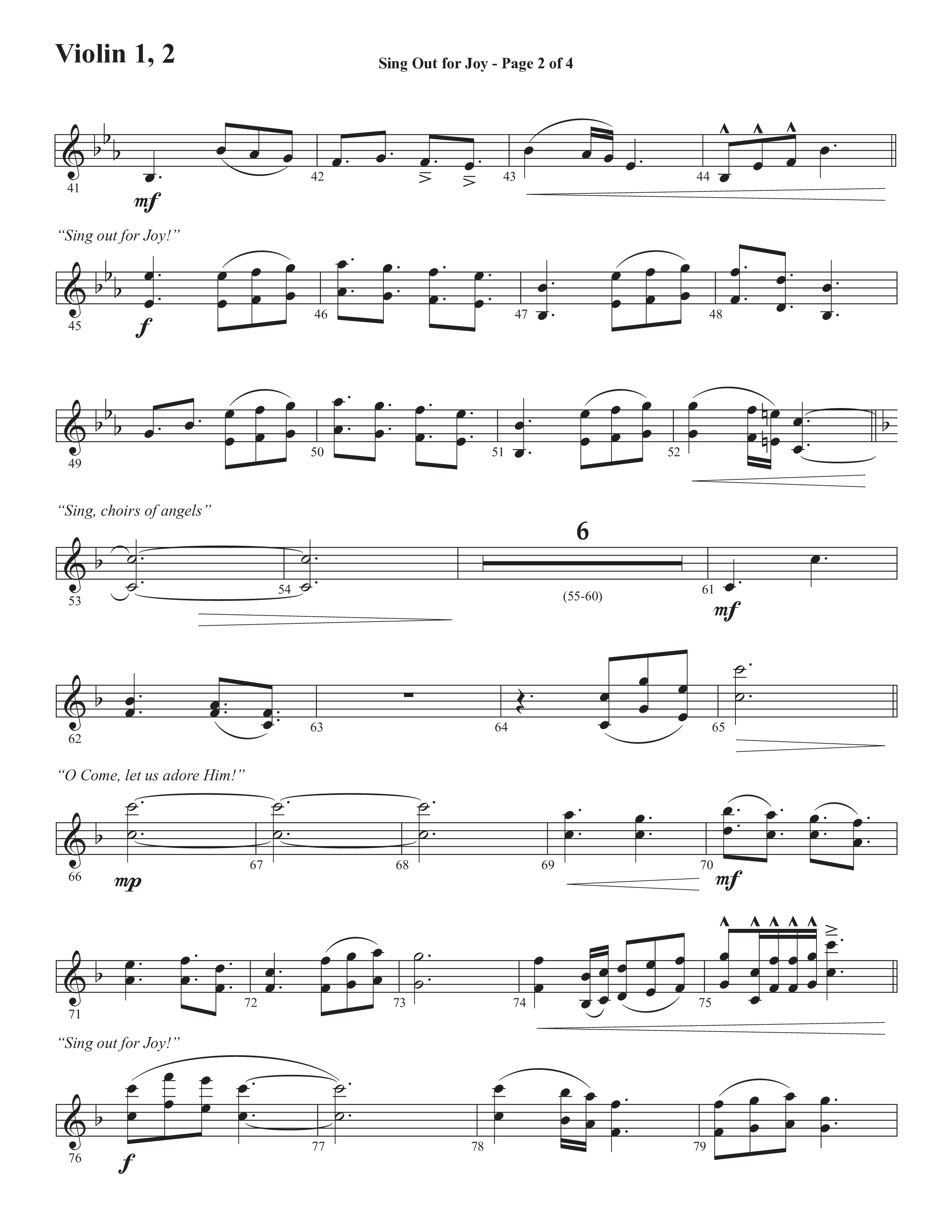Sing Out For Joy (Choral Anthem SATB) Violin 1/2 (Semsen Music / Arr. John Bolin / Orch. Cliff Duren)