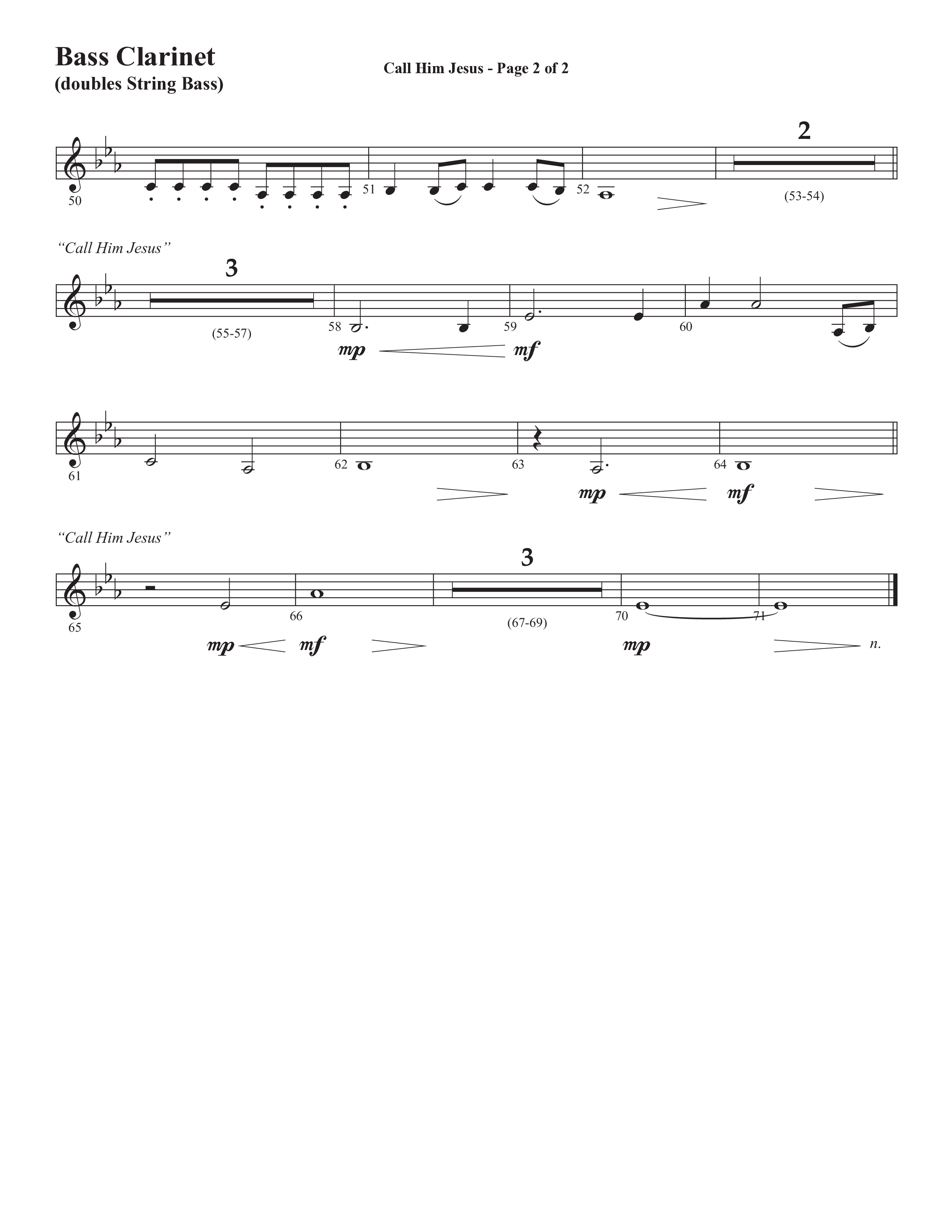 Call Him Jesus (Choral Anthem SATB) Bass Clarinet (Semsen Music / Arr. Daniel Semsen)