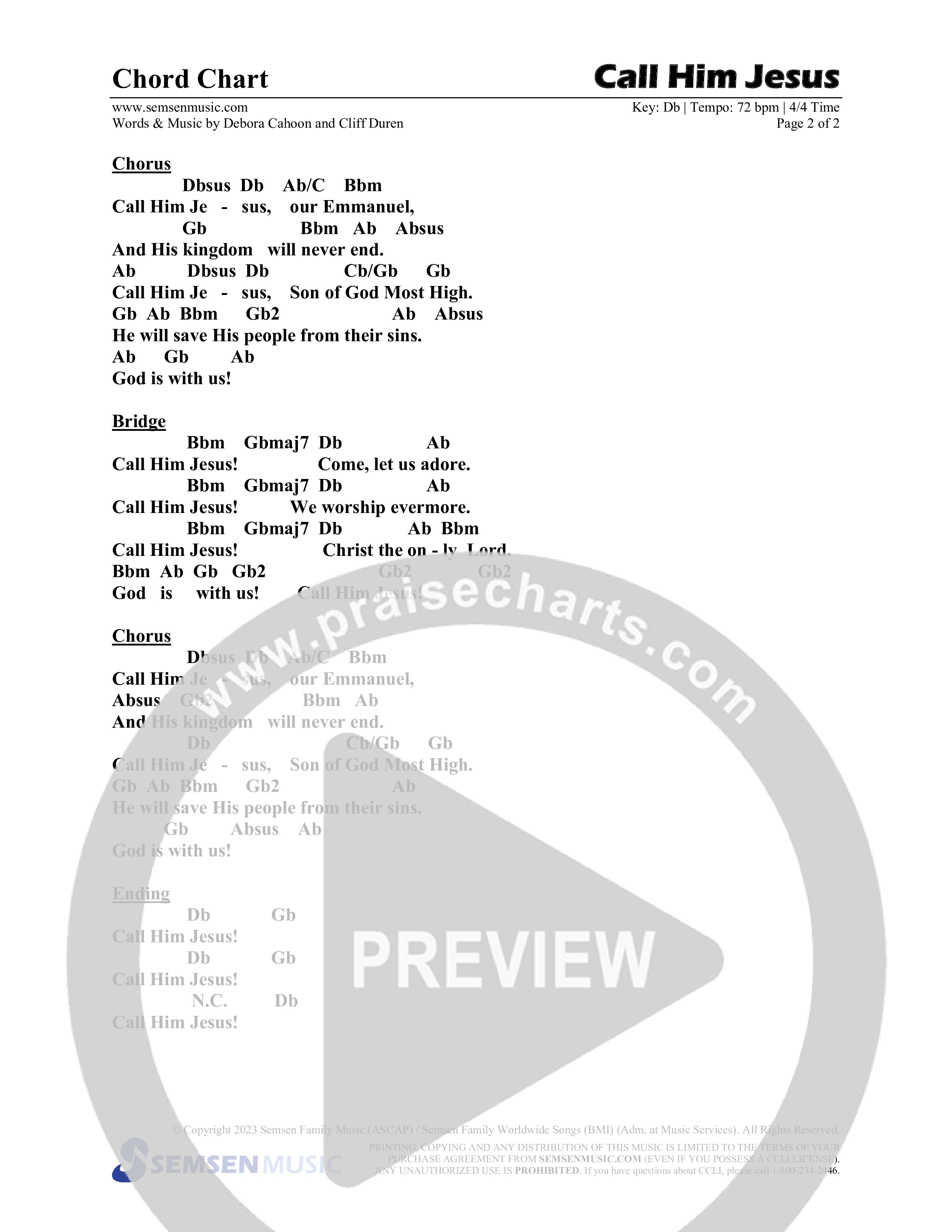 Call Him Jesus (Choral Anthem SATB) Chords & Lead Sheet (Semsen Music / Arr. Daniel Semsen)