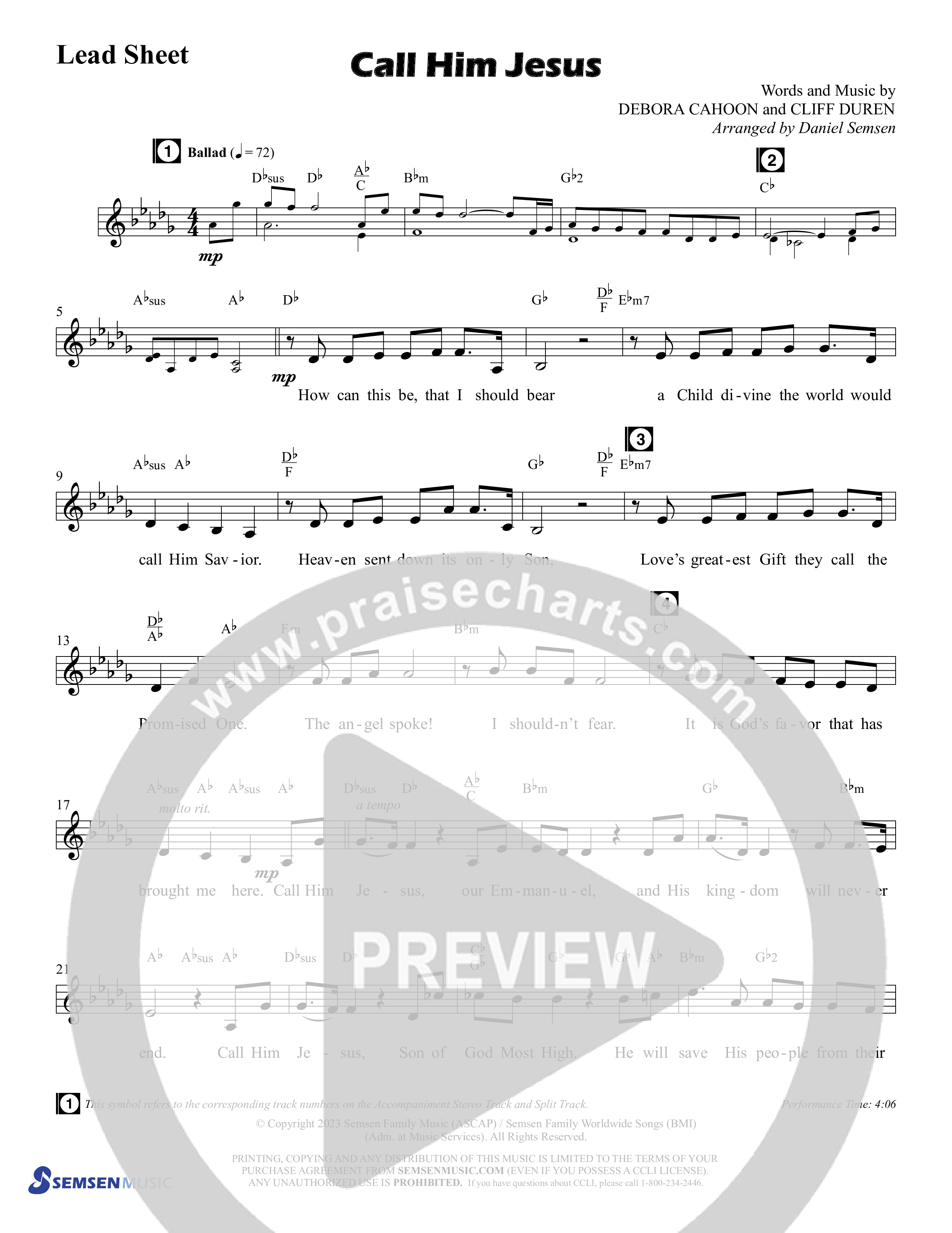 Call Him Jesus (Choral Anthem SATB) Chords & Lead Sheet (Semsen Music / Arr. Daniel Semsen)