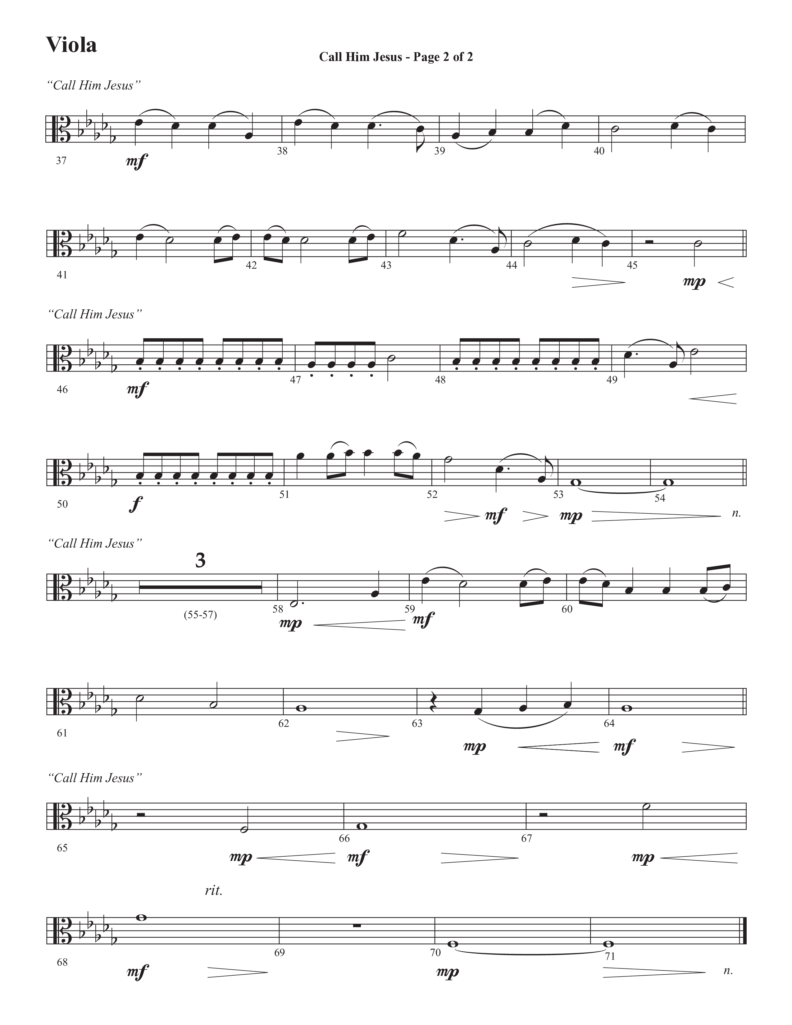 Call Him Jesus (Choral Anthem SATB) Viola (Semsen Music / Arr. Daniel Semsen)