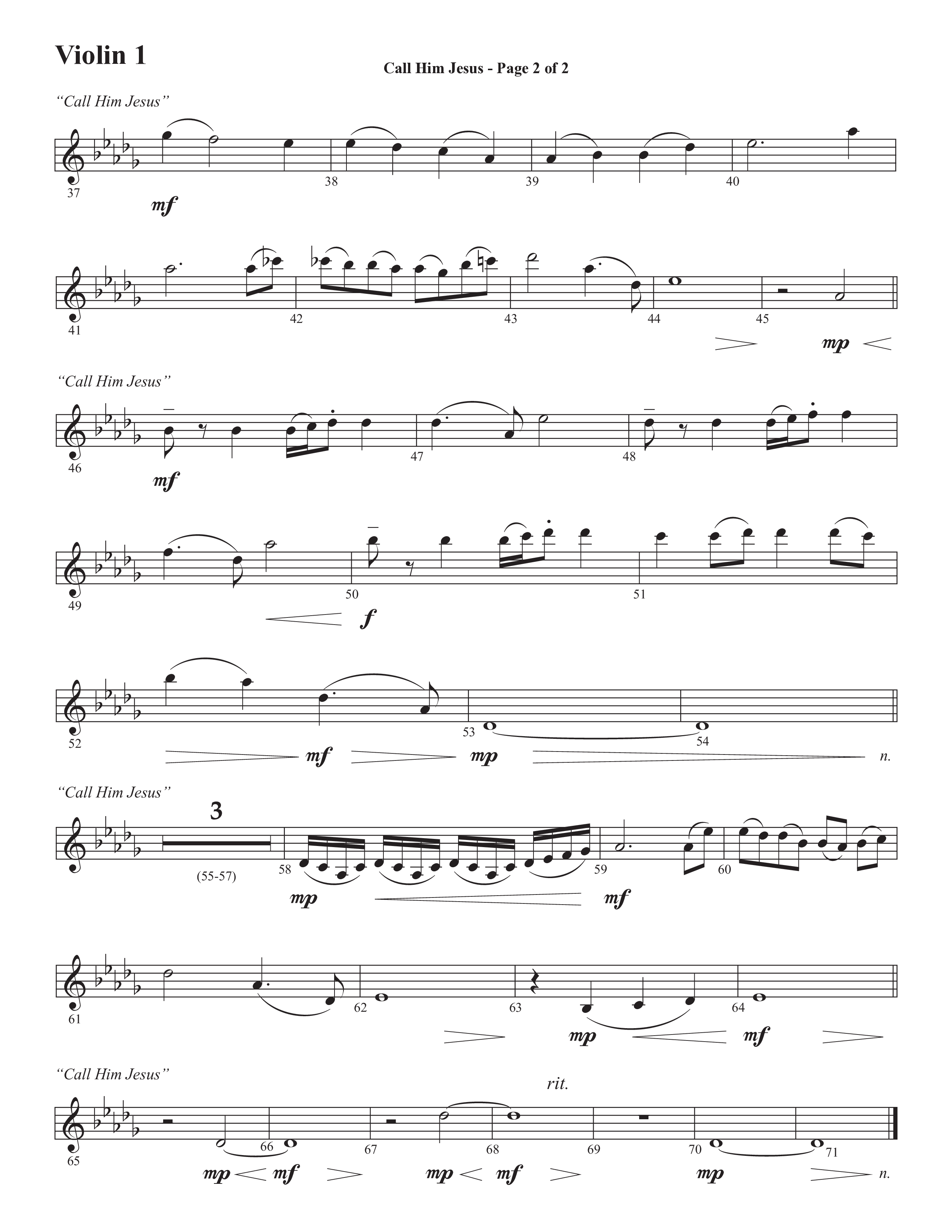 Call Him Jesus (Choral Anthem SATB) Violin 1 (Semsen Music / Arr. Daniel Semsen)