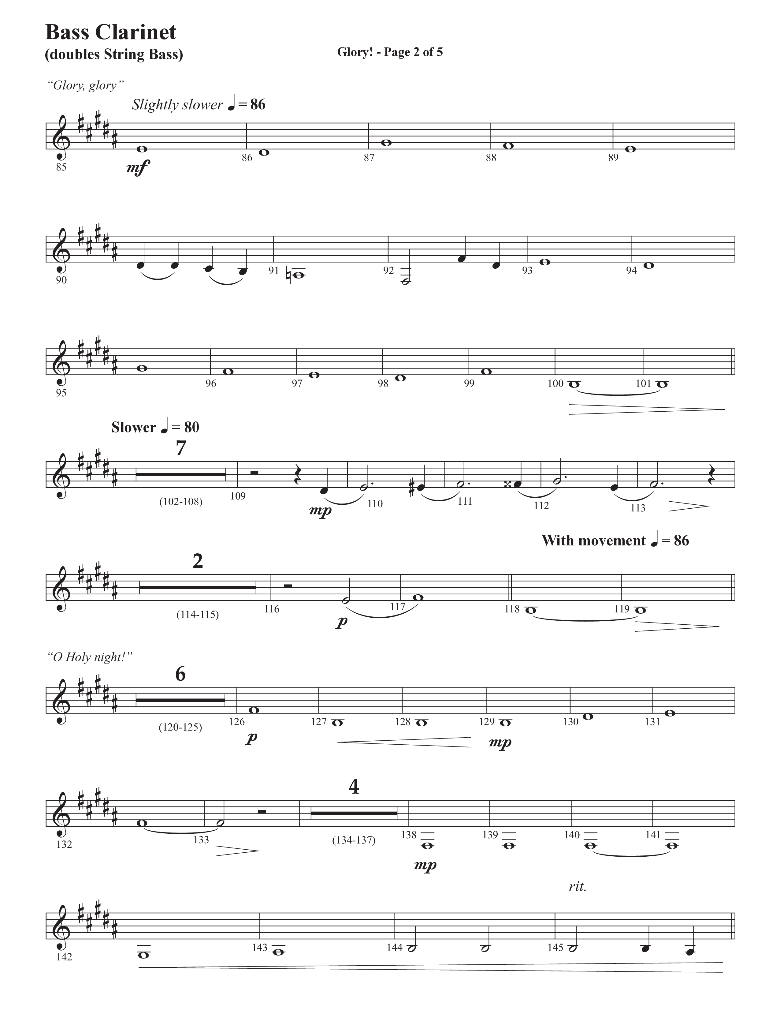 Glory: A Christmas Worship Experience (Choral Anthem SATB) Bass Clarinet (Semsen Music / Arr. John Bolin / Orch. Cliff Duren)