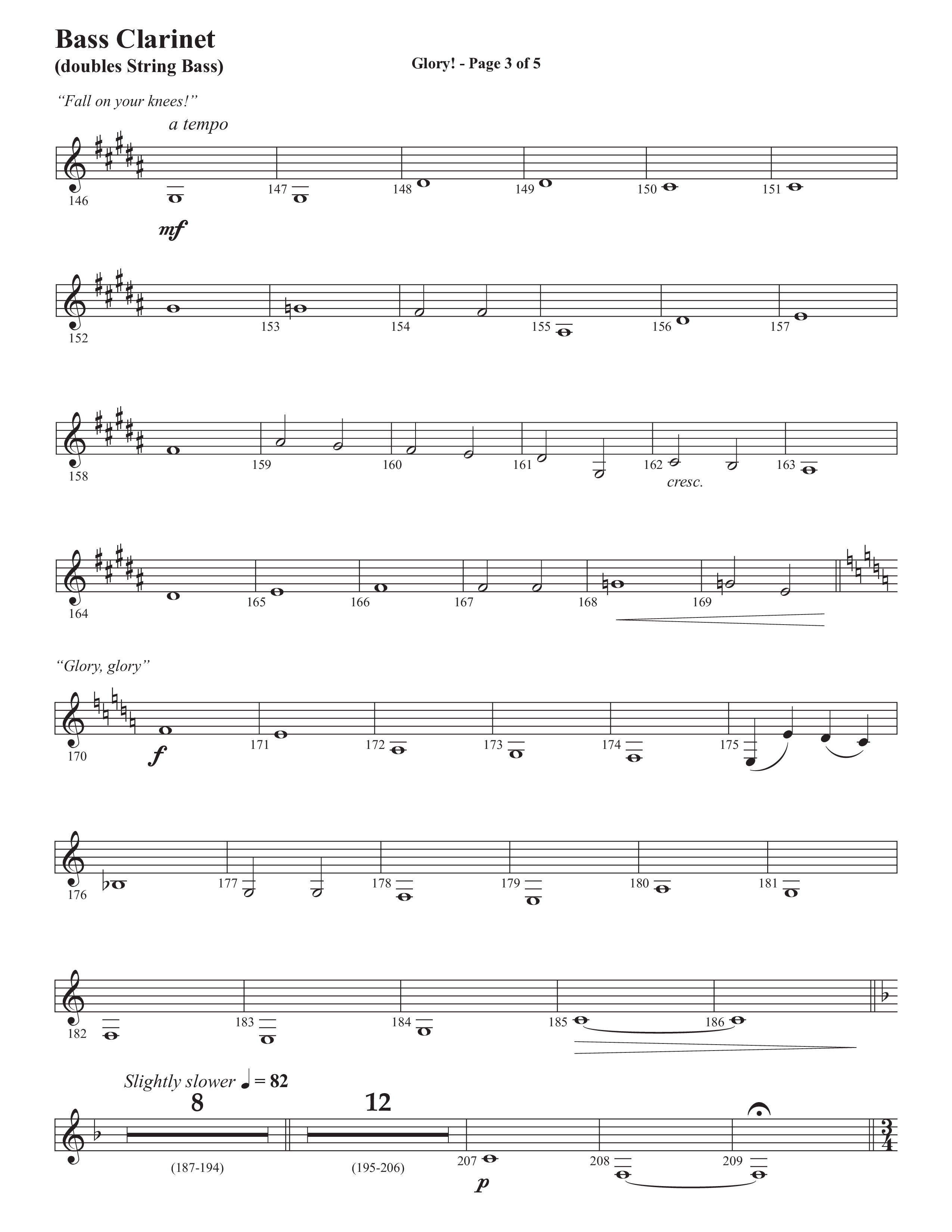 Glory: A Christmas Worship Experience (Choral Anthem SATB) Bass Clarinet (Semsen Music / Arr. John Bolin / Orch. Cliff Duren)