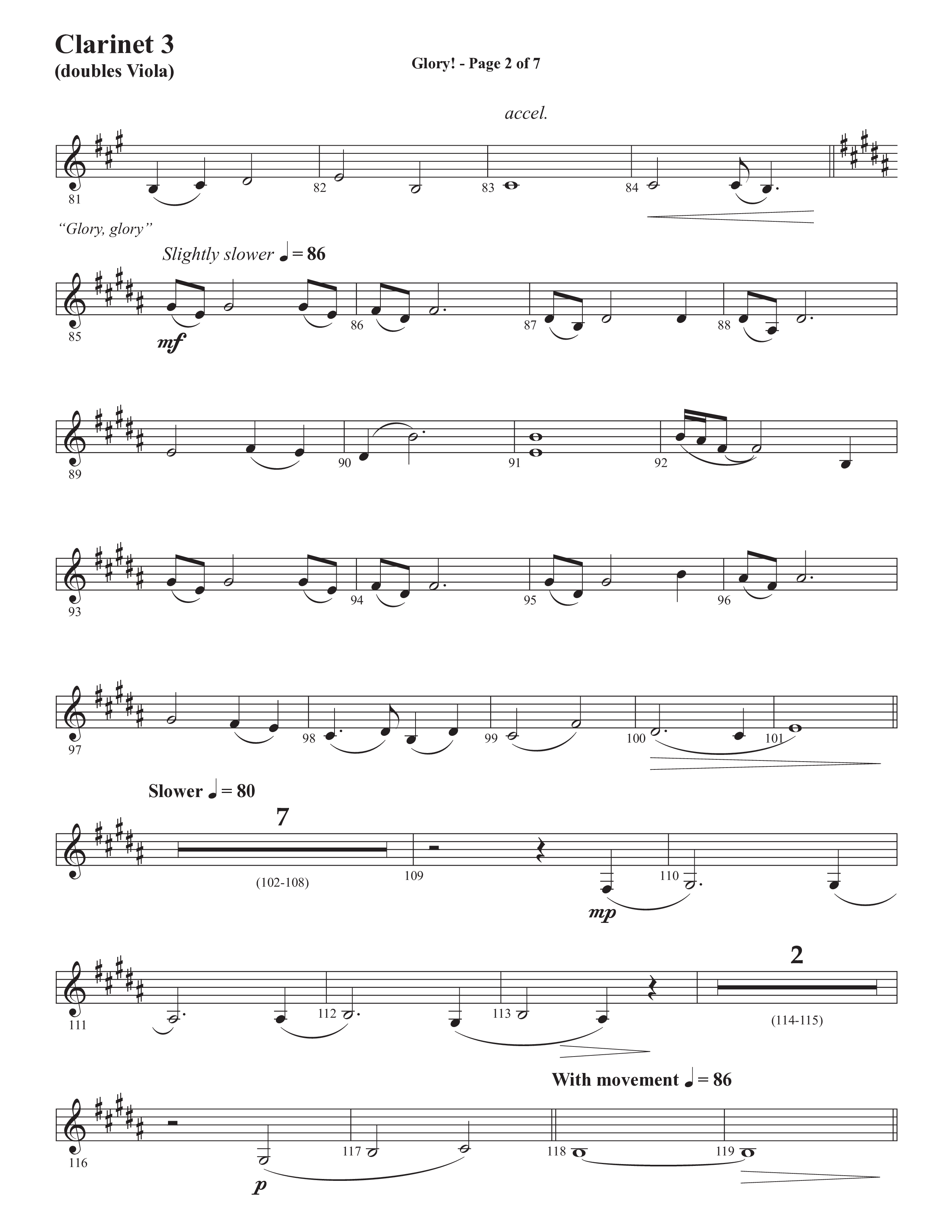 Glory: A Christmas Worship Experience (Choral Anthem SATB) Clarinet 3 (Semsen Music / Arr. John Bolin / Orch. Cliff Duren)