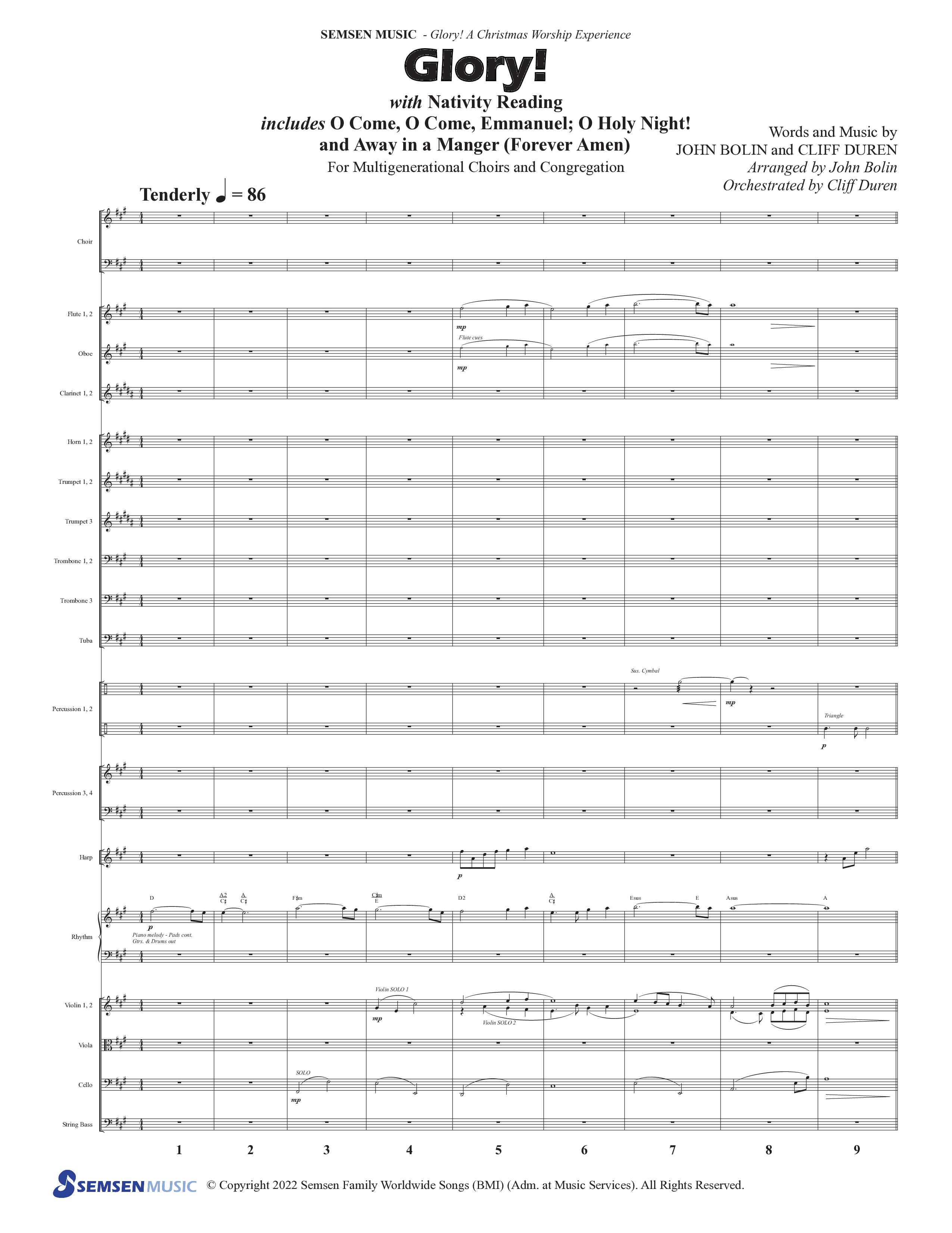Glory: A Christmas Worship Experience (Choral Anthem SATB) Orchestration (Semsen Music / Arr. John Bolin / Orch. Cliff Duren)
