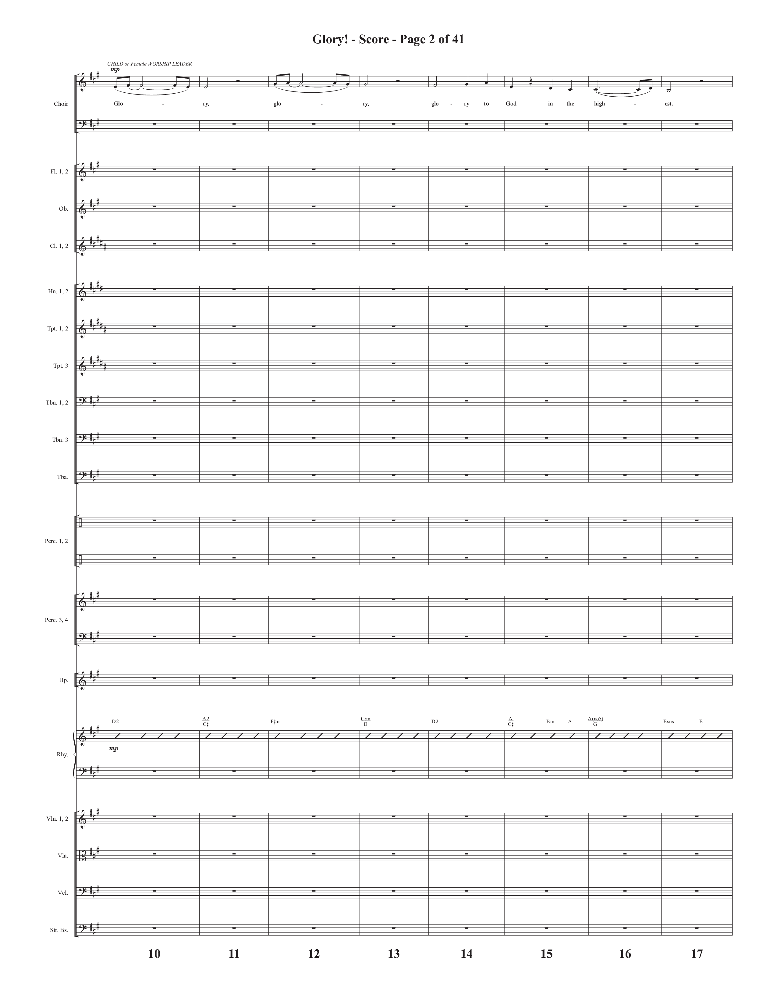 Glory: A Christmas Worship Experience (Choral Anthem SATB) Orchestration (Semsen Music / Arr. John Bolin / Orch. Cliff Duren)