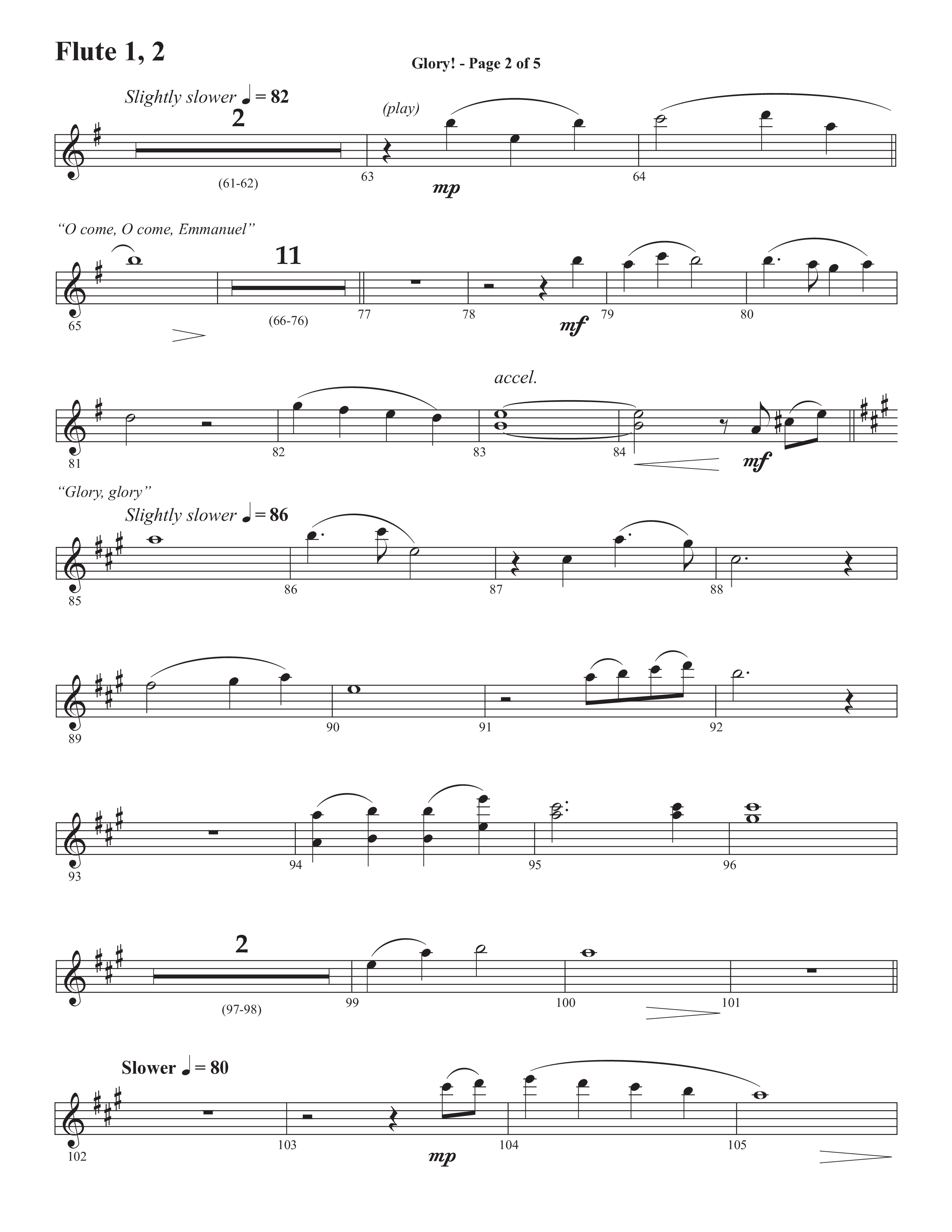 Glory: A Christmas Worship Experience (Choral Anthem SATB) Flute 1/2 (Semsen Music / Arr. John Bolin / Orch. Cliff Duren)