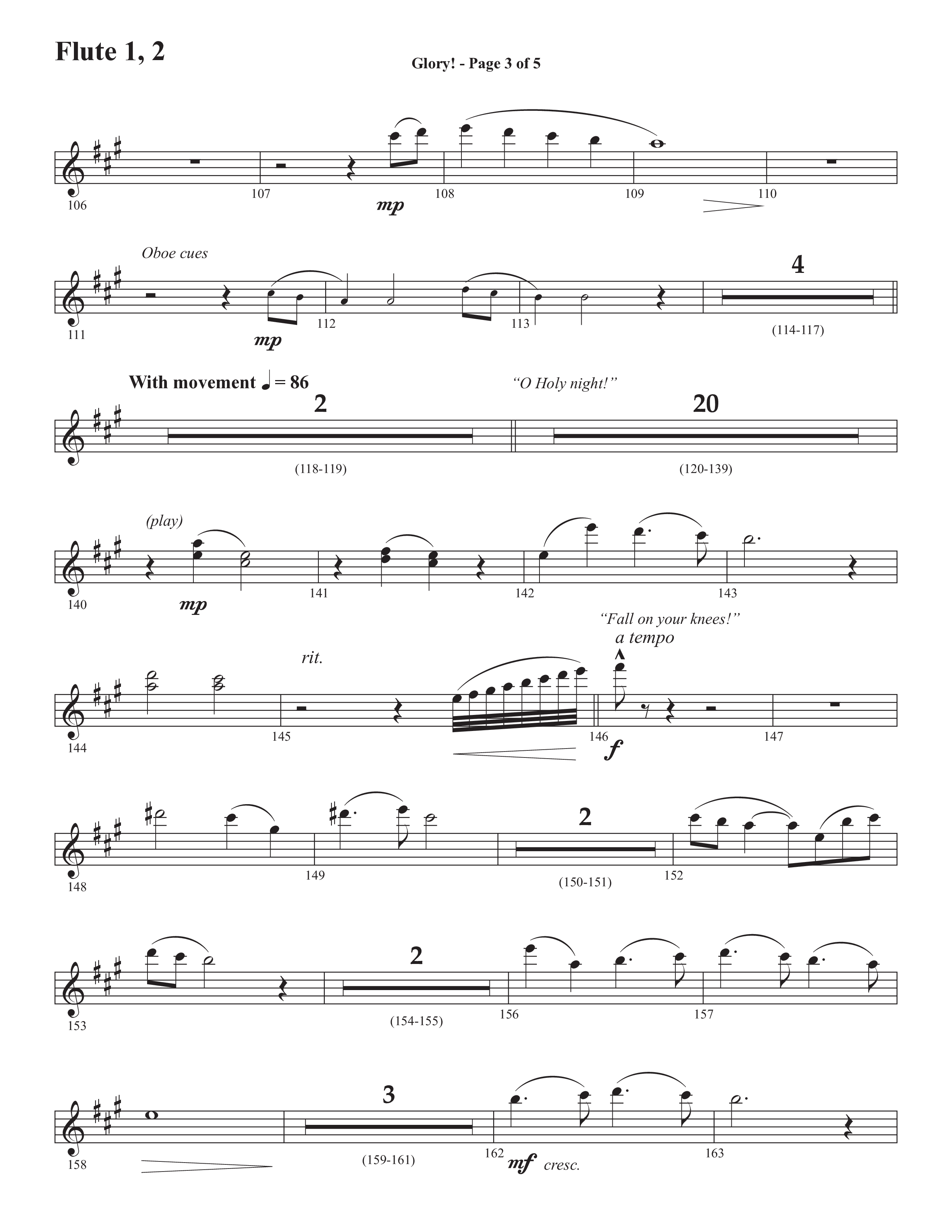 Glory: A Christmas Worship Experience (Choral Anthem SATB) Flute 1/2 (Semsen Music / Arr. John Bolin / Orch. Cliff Duren)