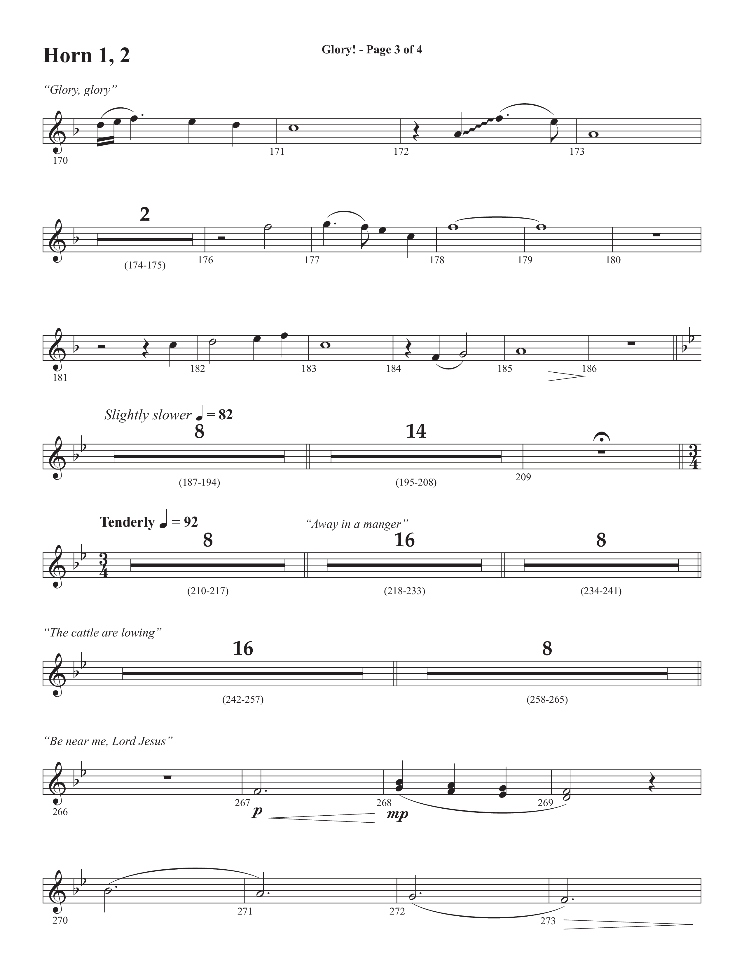 Glory: A Christmas Worship Experience (Choral Anthem SATB) French Horn 1/2 (Semsen Music / Arr. John Bolin / Orch. Cliff Duren)
