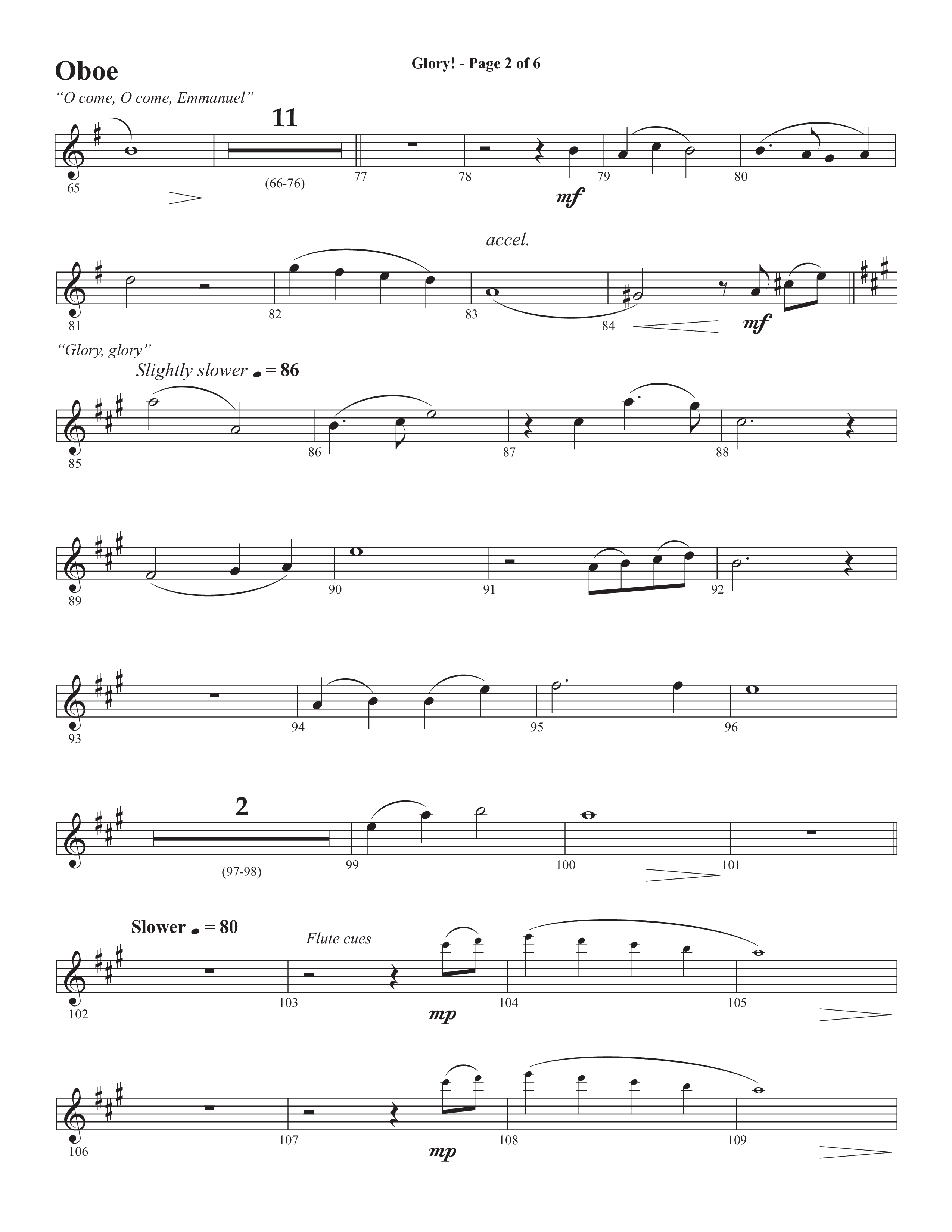 Glory: A Christmas Worship Experience (Choral Anthem SATB) Oboe (Semsen Music / Arr. John Bolin / Orch. Cliff Duren)
