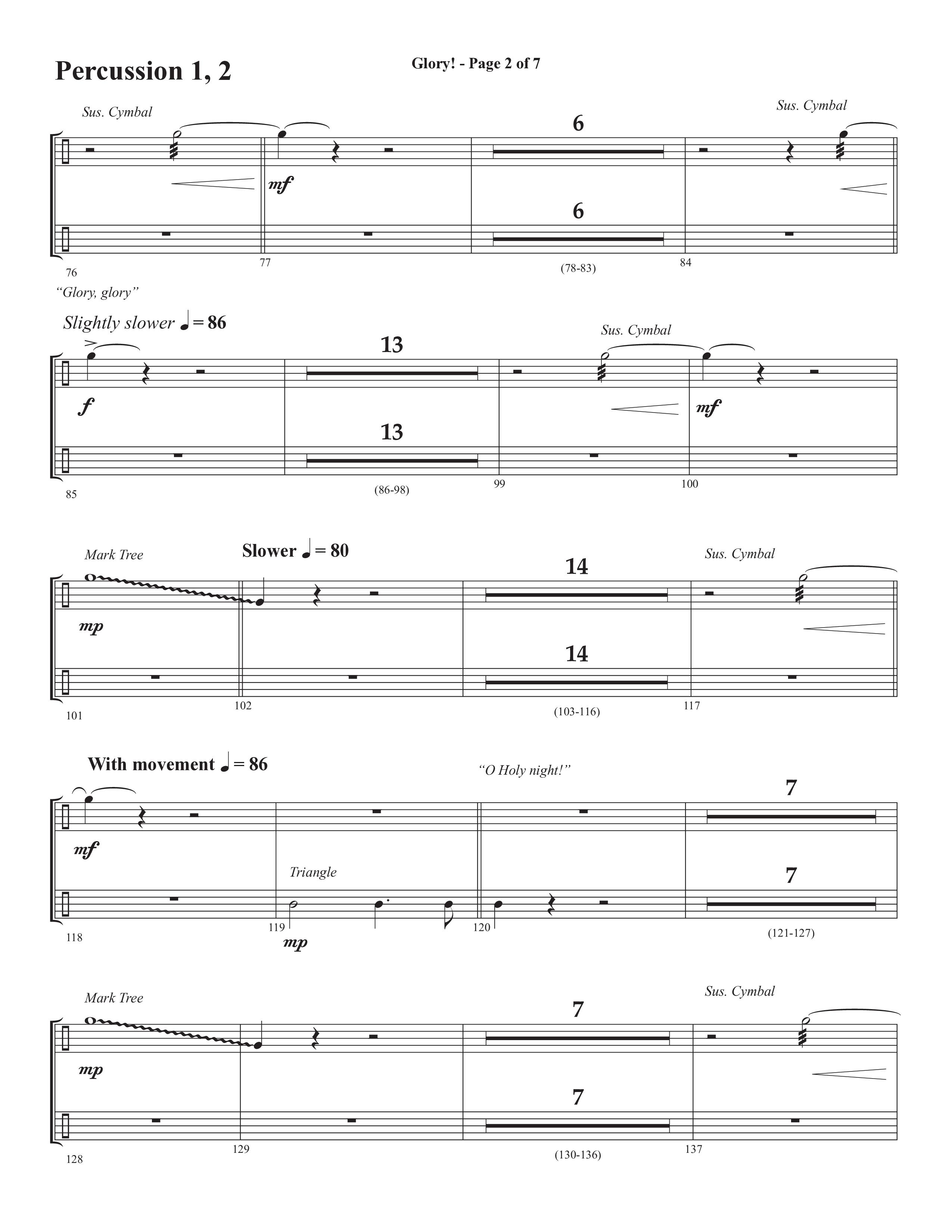 Glory: A Christmas Worship Experience (Choral Anthem SATB) Percussion (Semsen Music / Arr. John Bolin / Orch. Cliff Duren)