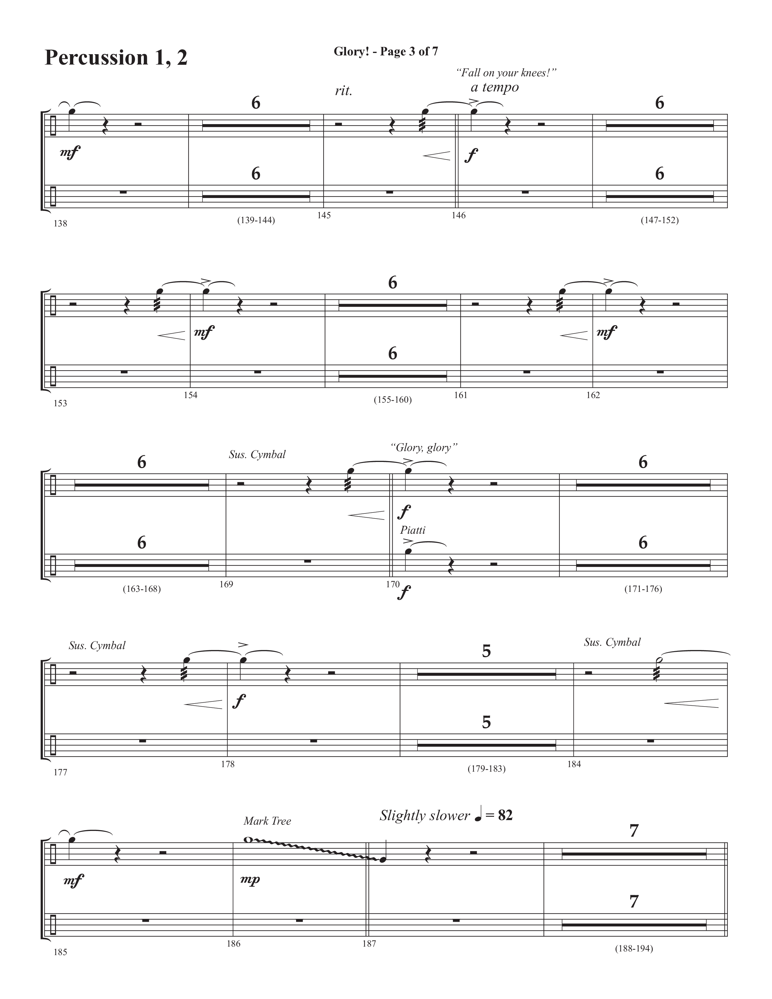 Glory: A Christmas Worship Experience (Choral Anthem SATB) Percussion (Semsen Music / Arr. John Bolin / Orch. Cliff Duren)