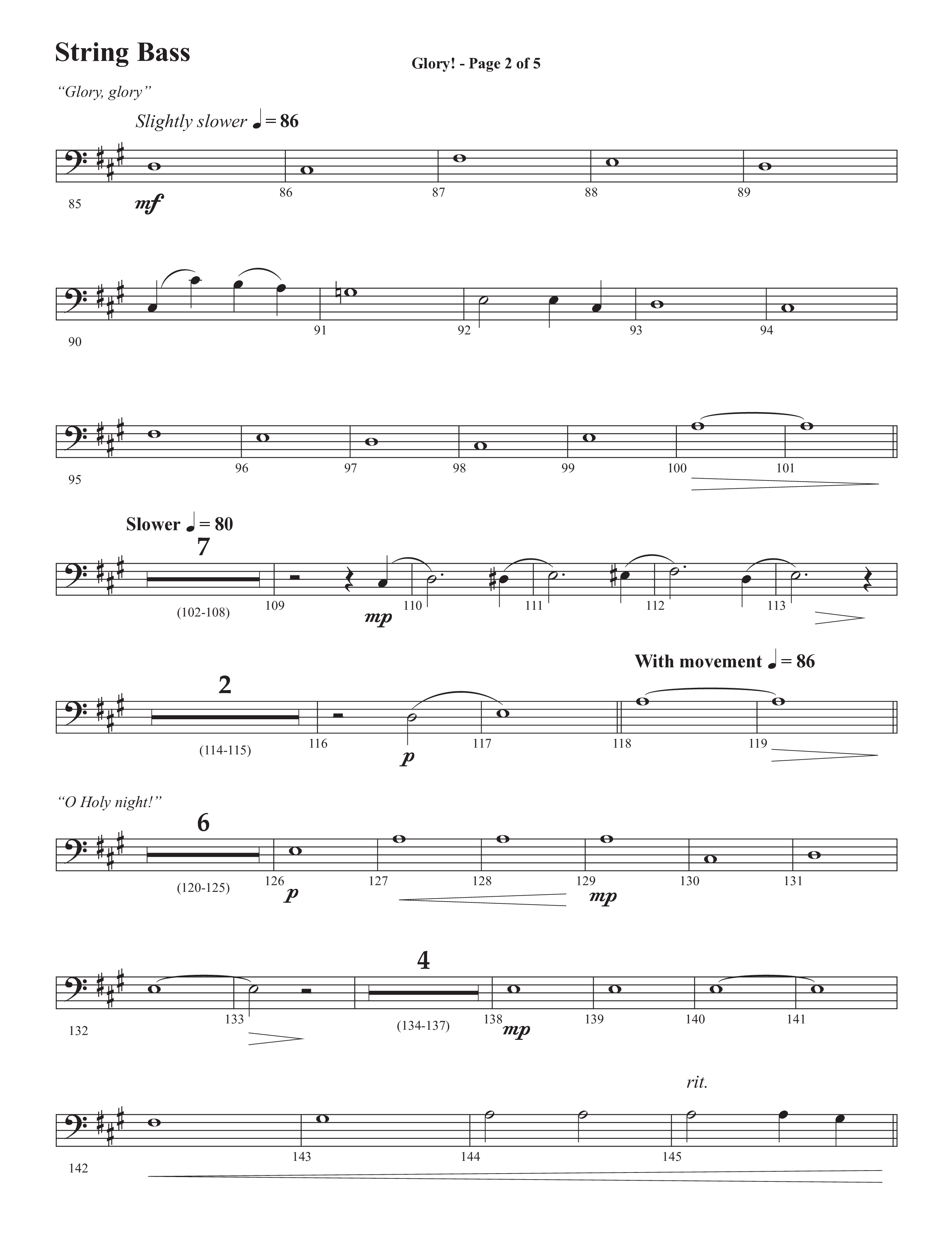 Glory: A Christmas Worship Experience (Choral Anthem SATB) String Bass (Semsen Music / Arr. John Bolin / Orch. Cliff Duren)