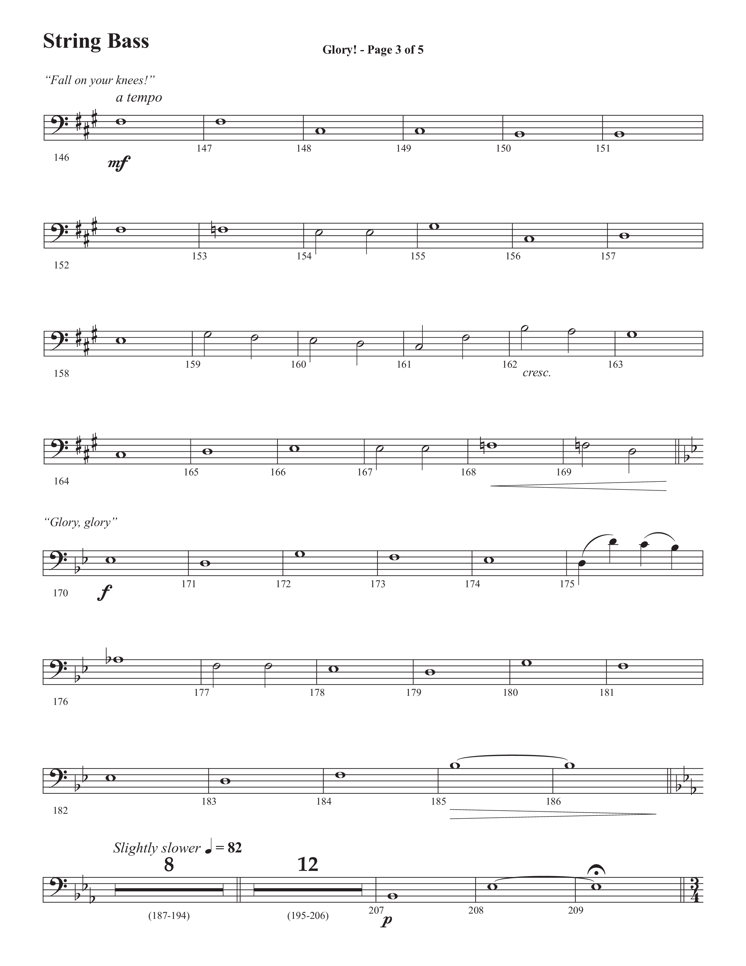 Glory: A Christmas Worship Experience (Choral Anthem SATB) String Bass (Semsen Music / Arr. John Bolin / Orch. Cliff Duren)