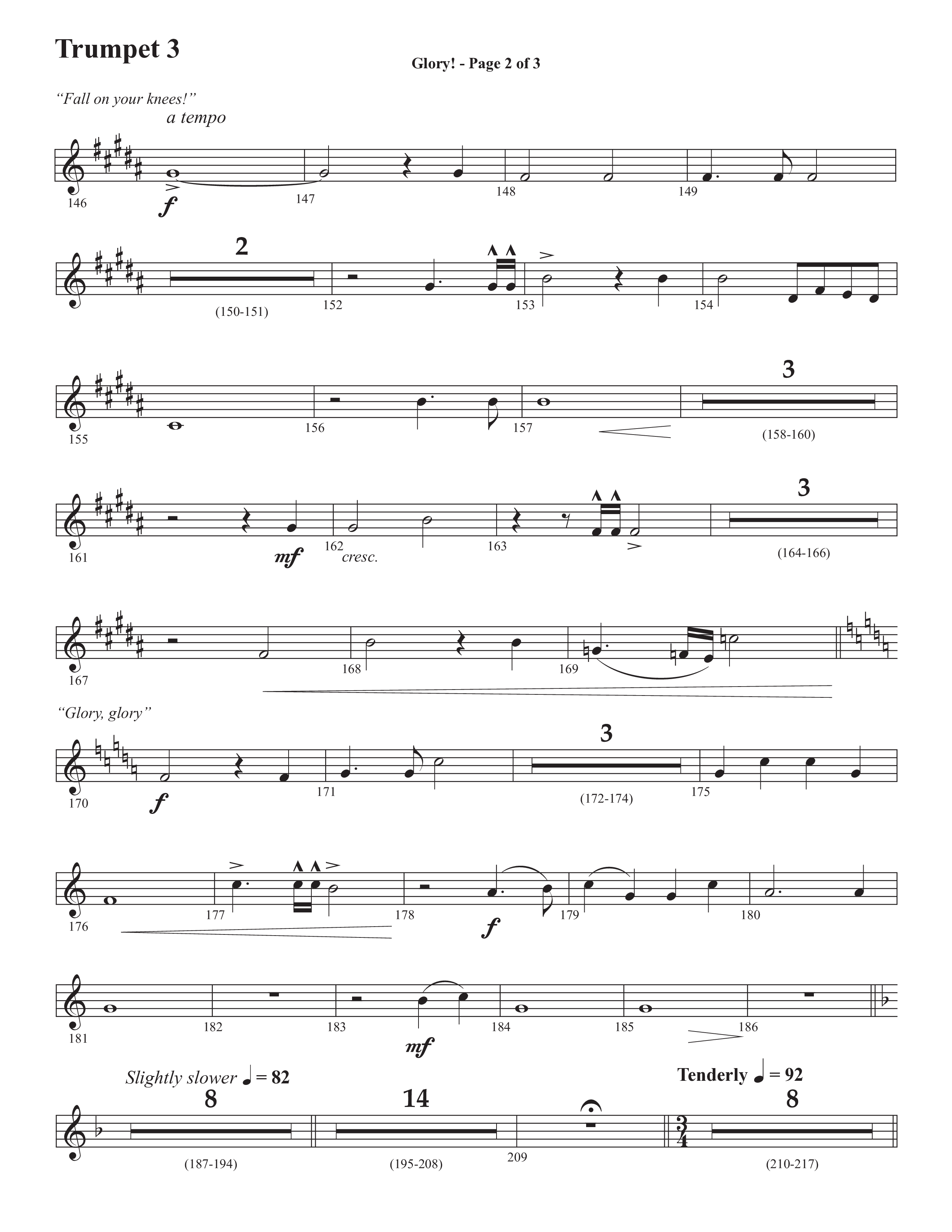 Glory: A Christmas Worship Experience (Choral Anthem SATB) Trumpet 3 (Semsen Music / Arr. John Bolin / Orch. Cliff Duren)