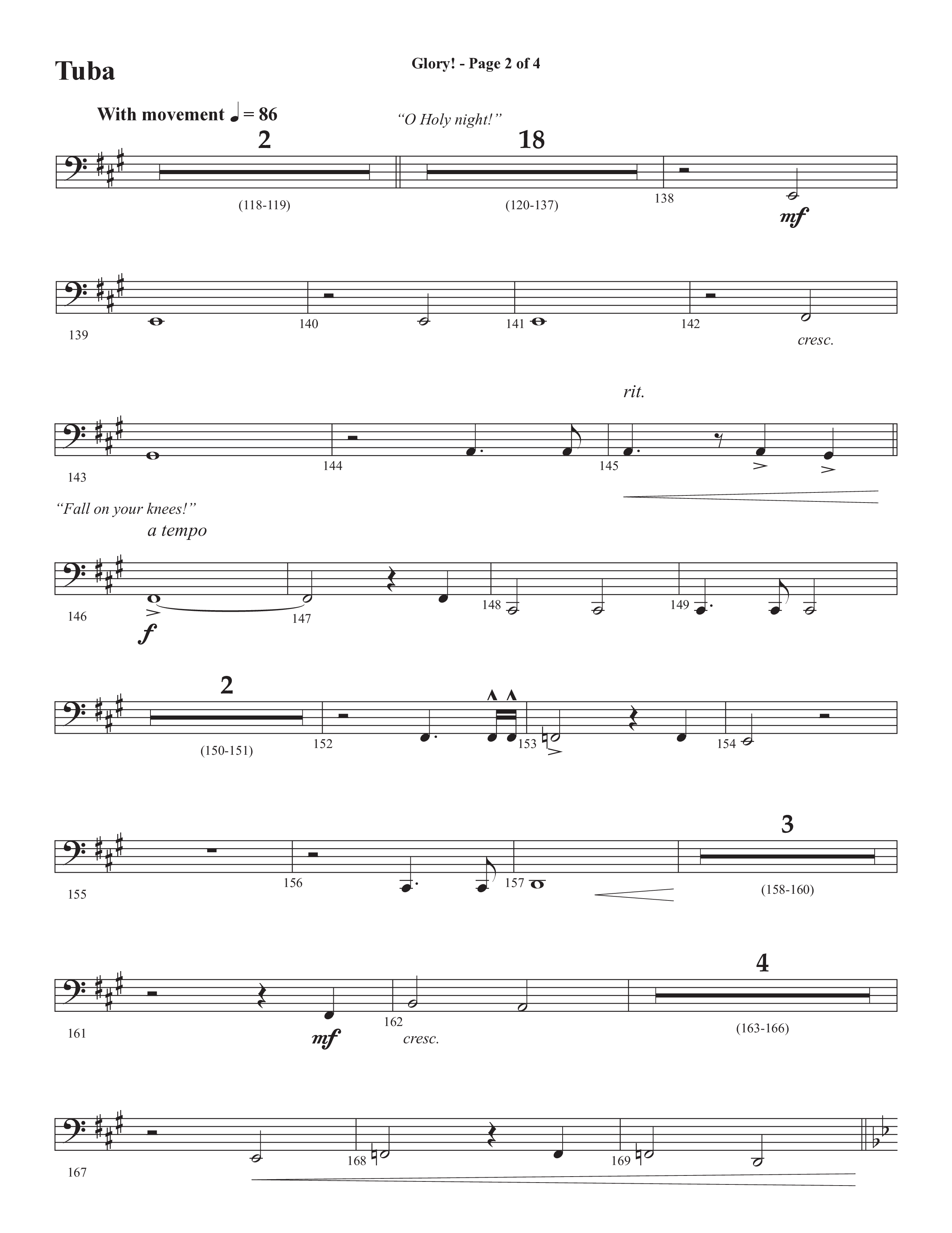 Glory: A Christmas Worship Experience (Choral Anthem SATB) Tuba (Semsen Music / Arr. John Bolin / Orch. Cliff Duren)