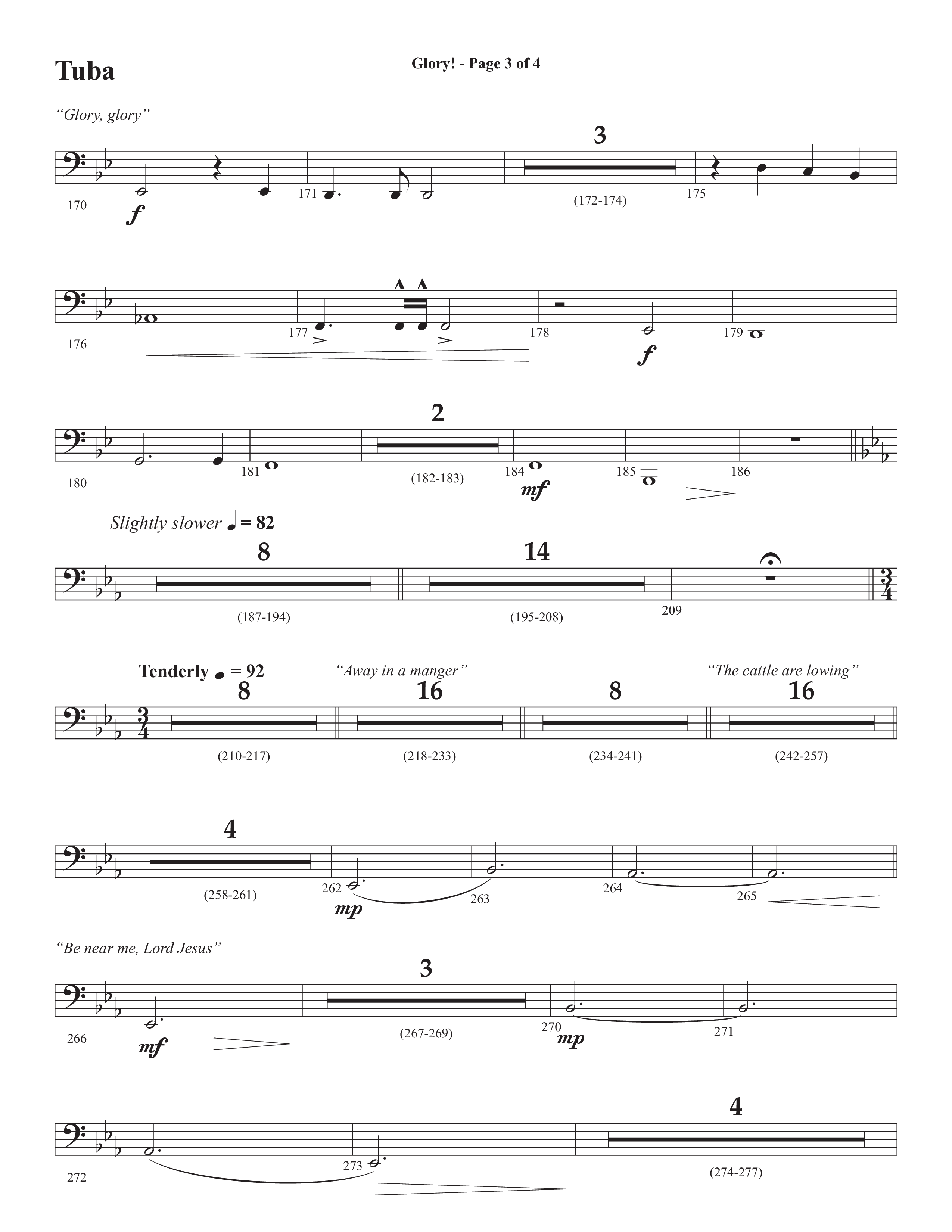 Glory: A Christmas Worship Experience (Choral Anthem SATB) Tuba (Semsen Music / Arr. John Bolin / Orch. Cliff Duren)