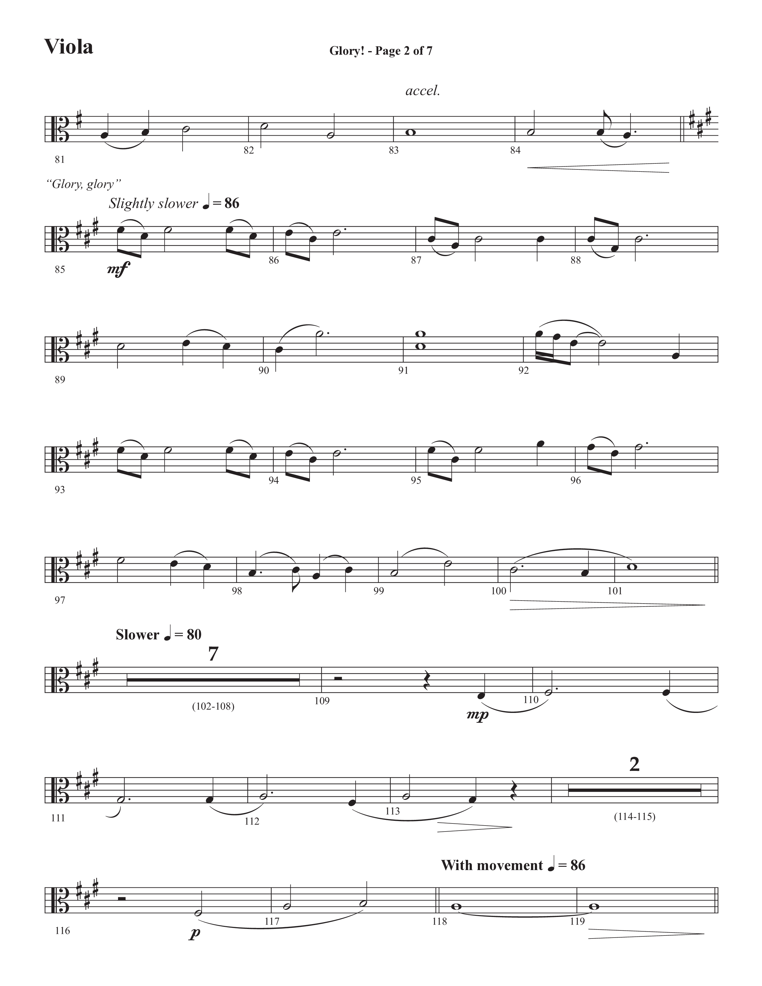 Glory: A Christmas Worship Experience (Choral Anthem SATB) Viola (Semsen Music / Arr. John Bolin / Orch. Cliff Duren)