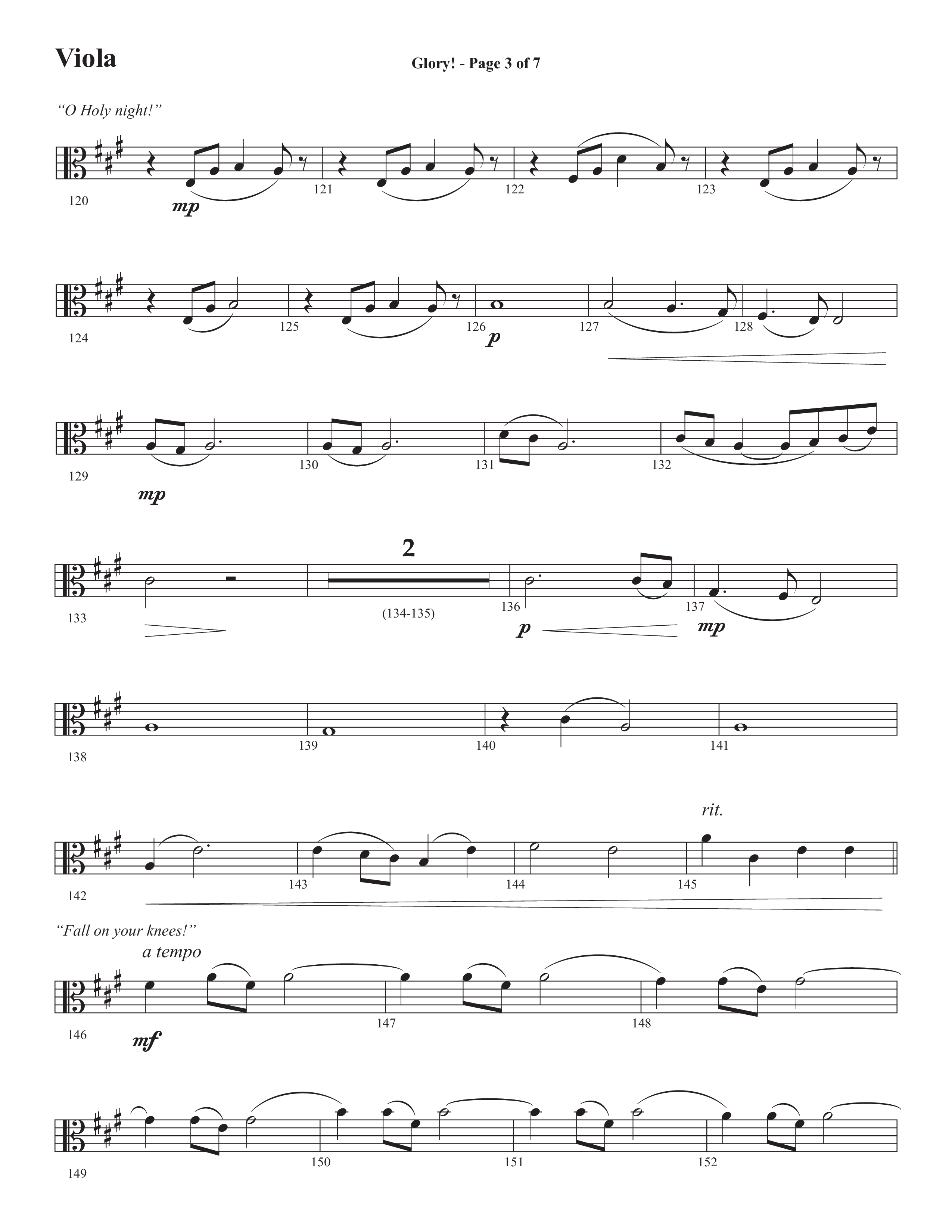 Glory: A Christmas Worship Experience (Choral Anthem SATB) Viola (Semsen Music / Arr. John Bolin / Orch. Cliff Duren)