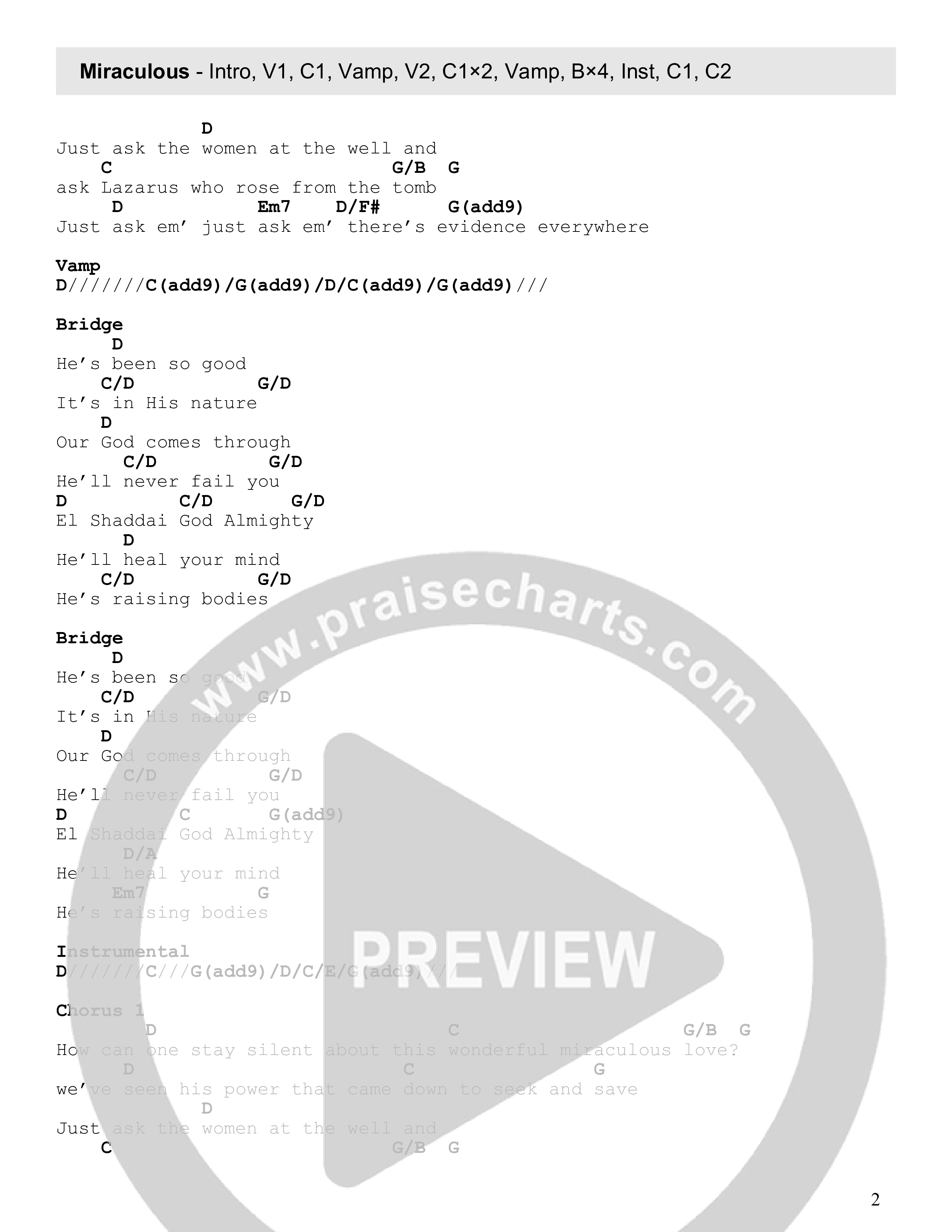 Miraculous Chord Chart (FC Music)