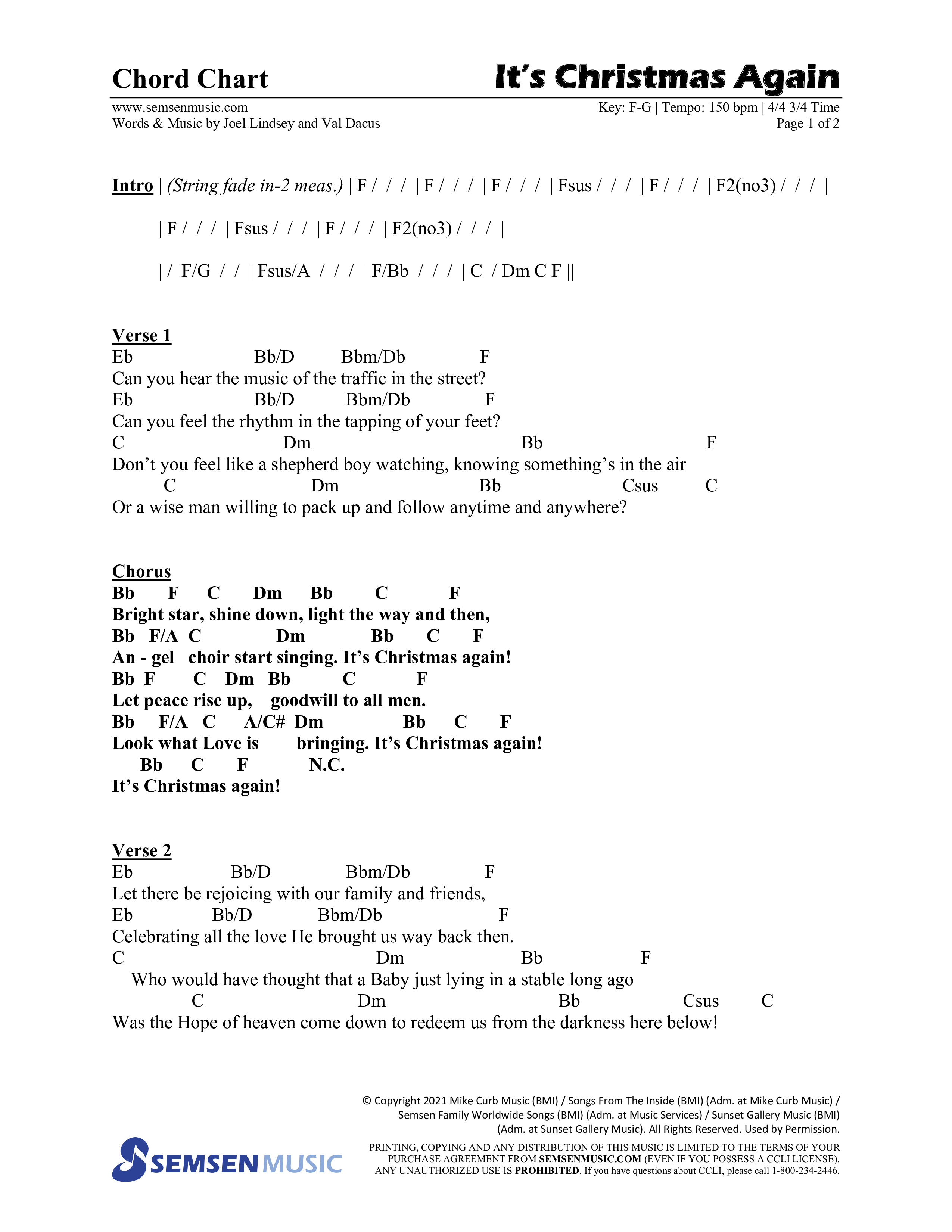 Christmas Is A Child (5 Song Choral Collection) Song 1 (Lead & Chords) (Semsen Music / Arr. Daniel Semsen)