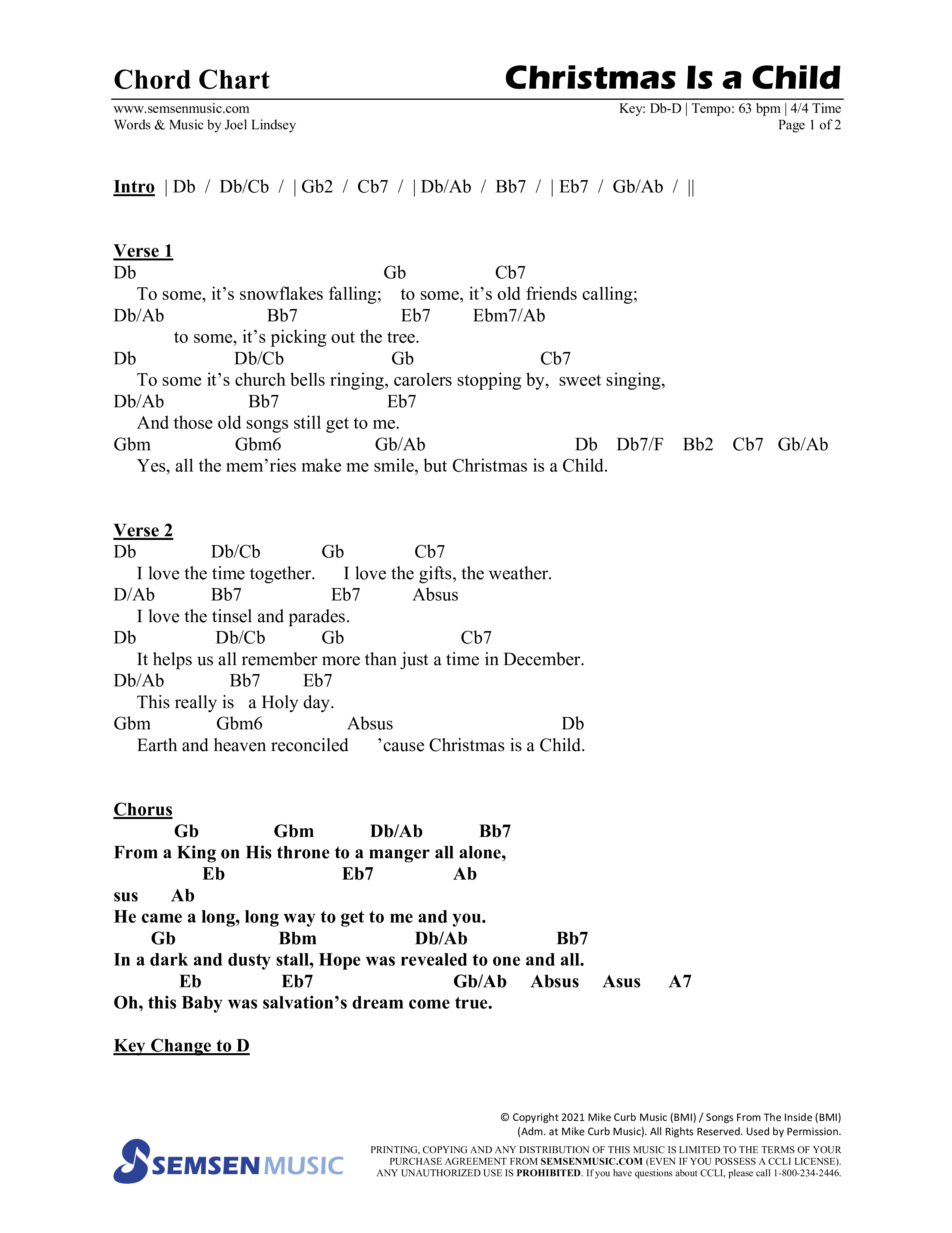 Christmas Is A Child (5 Song Choral Collection) Song 4 (Lead & Chords) (Semsen Music / Arr. Daniel Semsen)