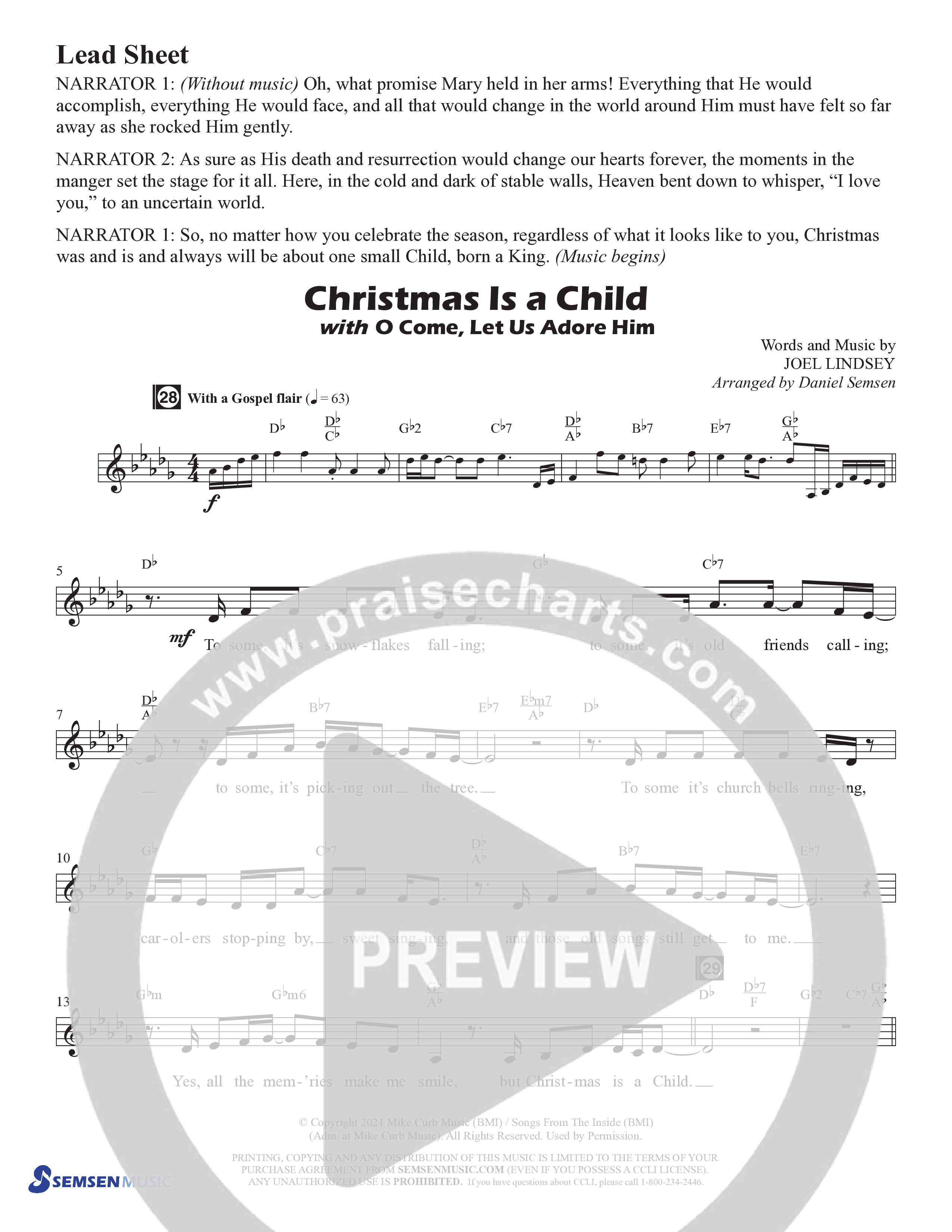 Christmas Is A Child (5 Song Choral Collection) Song 4 (Lead & Chords) (Semsen Music / Arr. Daniel Semsen)