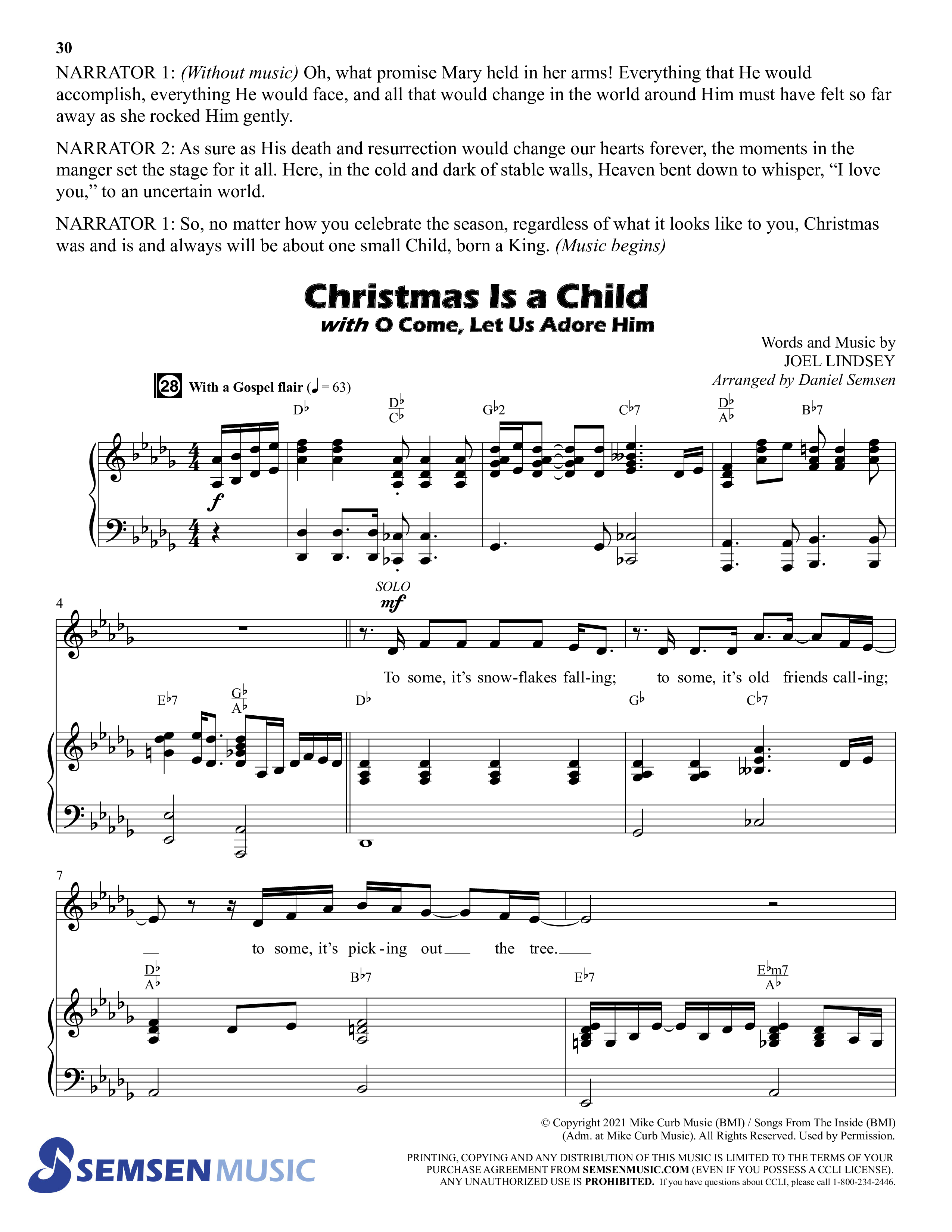 Christmas Is A Child (5 Song Choral Collection) Song 4 (Piano SATB) (Semsen Music / Arr. Daniel Semsen)