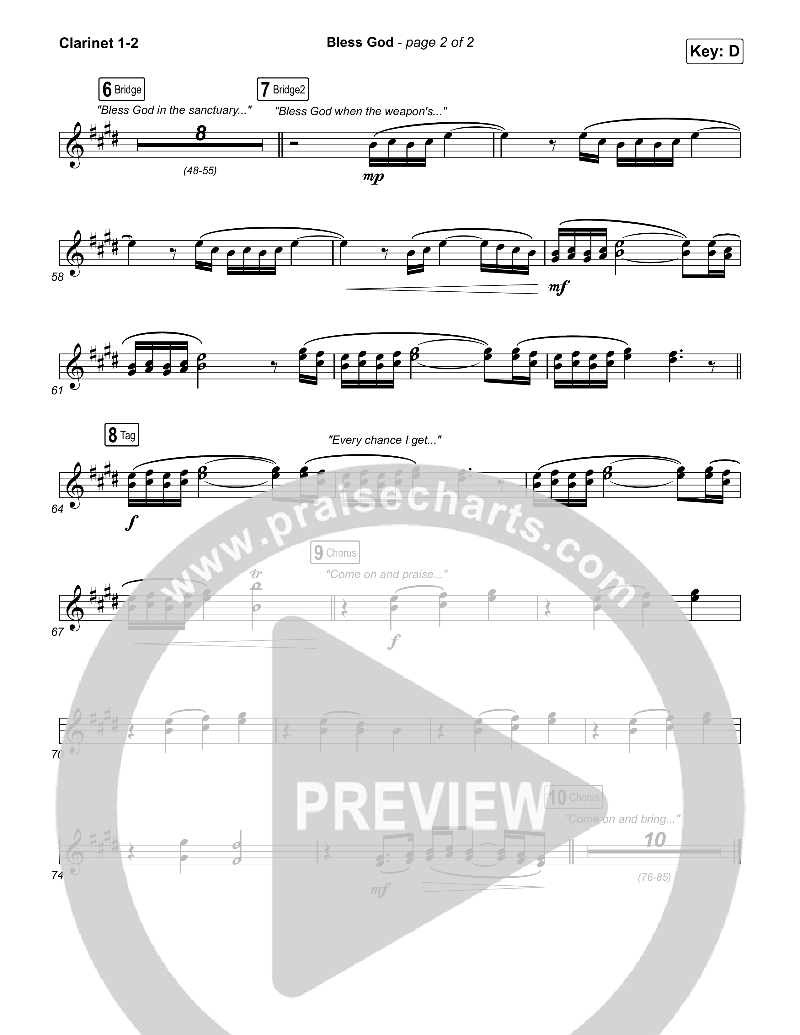 Bless God Clarinet 1,2 (Brooke Ligertwood)